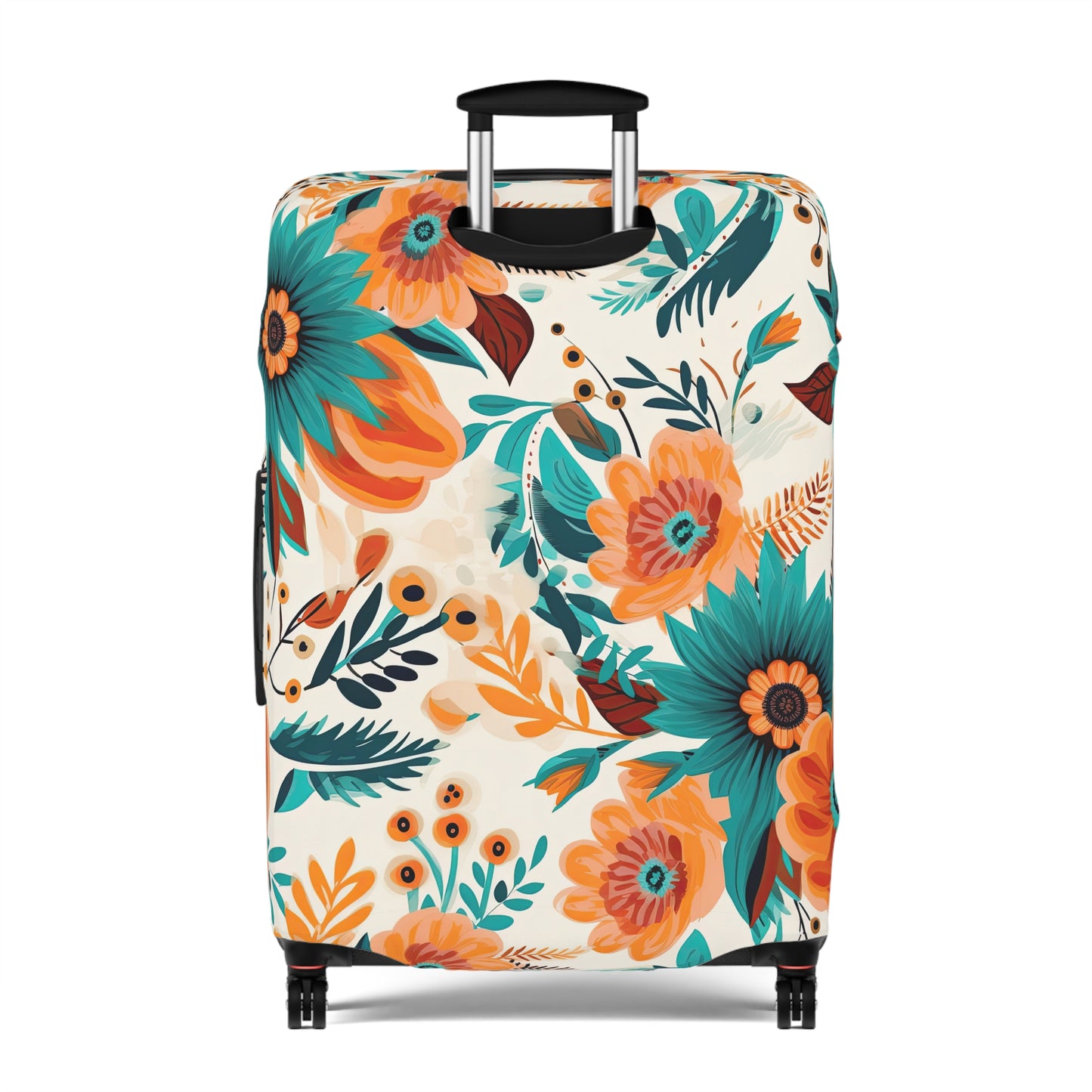 Luggage Cover, Boho Floral, Green and Orange