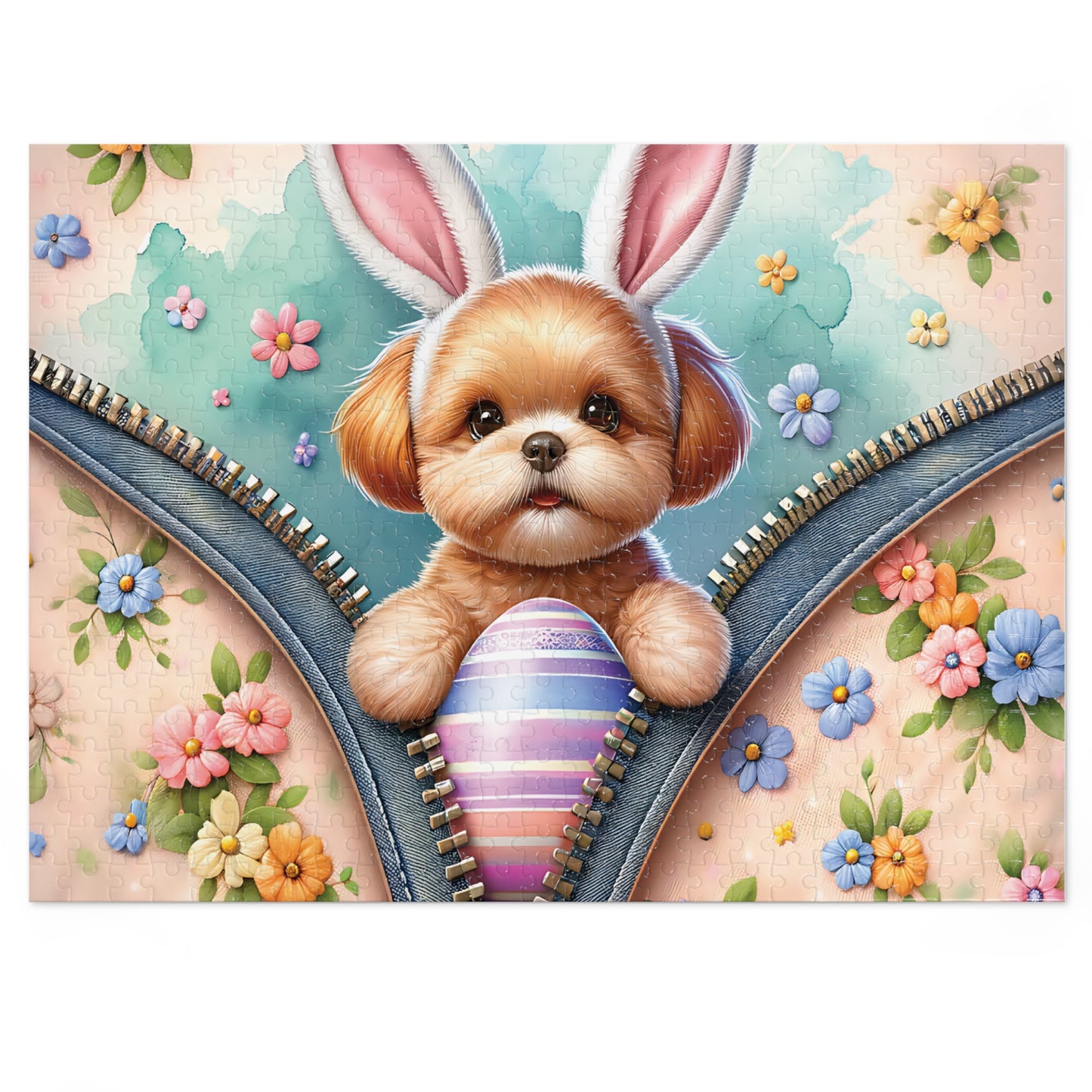 Jigsaw Puzzle, Easter, Dog with Bunny Ears, Personalised/Non-Personalised (30, 110, 252, 500,1000-Piece) Awd-1309