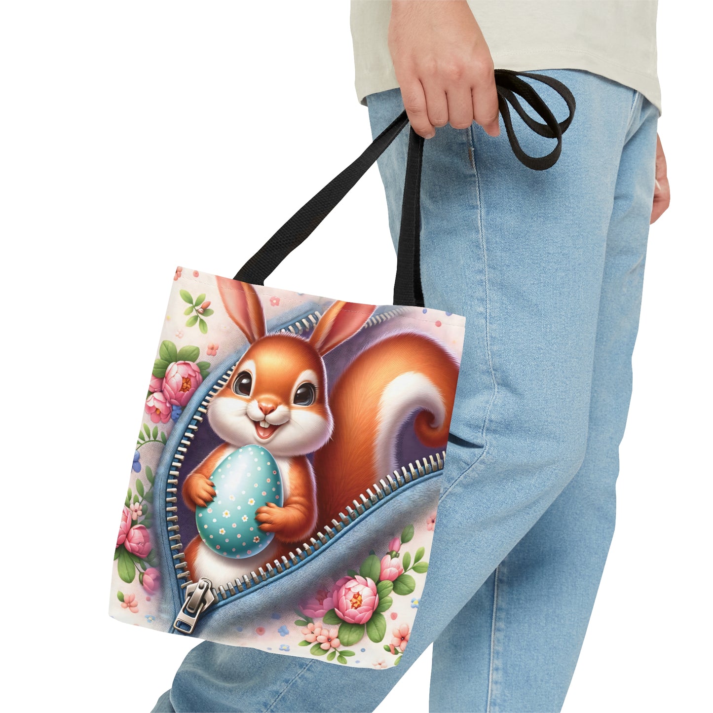 Tote Bag, Easter, Cute Squirrel with Bunny Ears, Personalised/Non-Personalised Tote bag