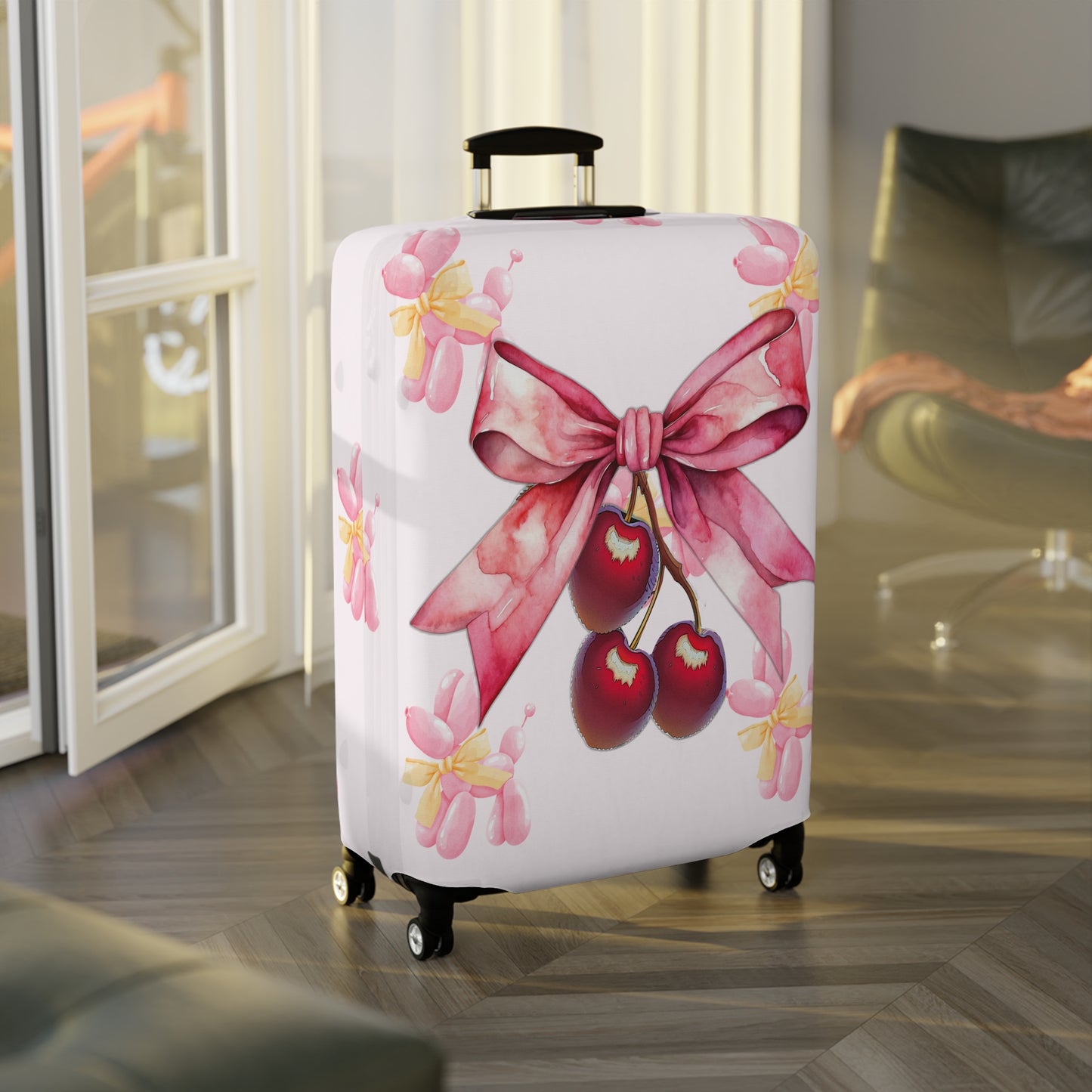 Luggage Cover, Rockabilly, Coquette, Balloon Poodles, Cherries and Ribbon, awd-2521