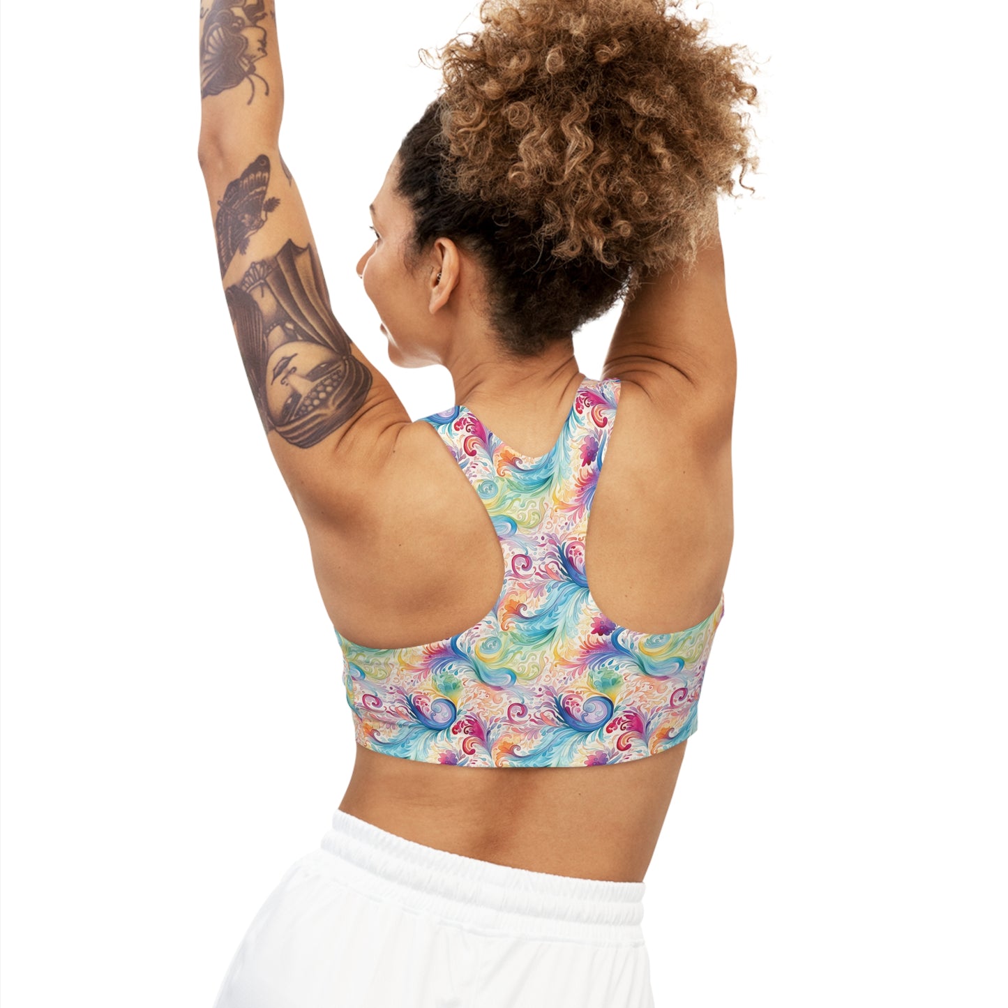 Women's Seamless Sports Bra, Rainbow Paisley, Sports Bra, Crop Top, Women's Sportswear, Athleticwear, Women's Activewear