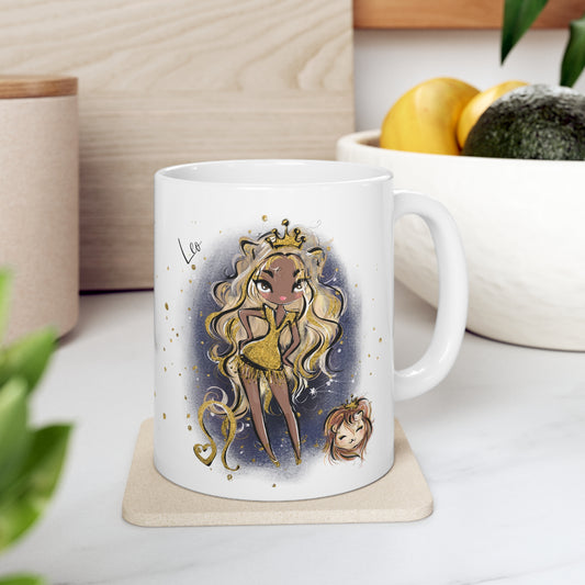 Personalised/Non Personalised Zodiac Sign, Leo, Ceramic Mug 11oz