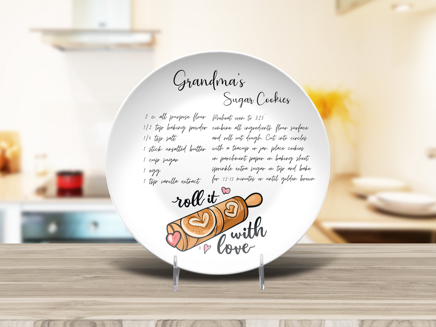 Personalised Handwritten Family Recipe Heirloom Roll it with Love Plate/Platter