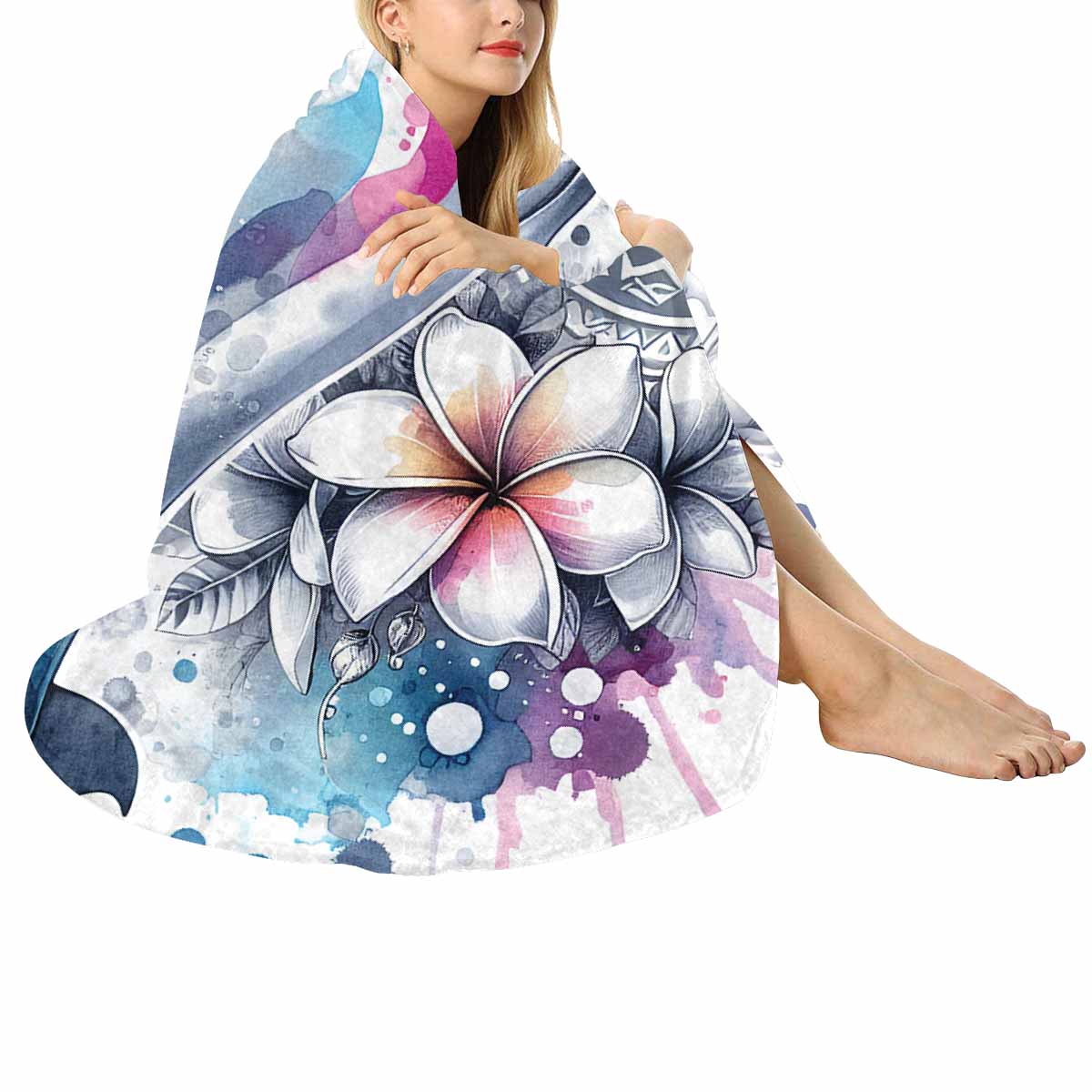 Sea_Animals_Dolphin_Awd351108  Circular Micro Fleece Blanket 47"