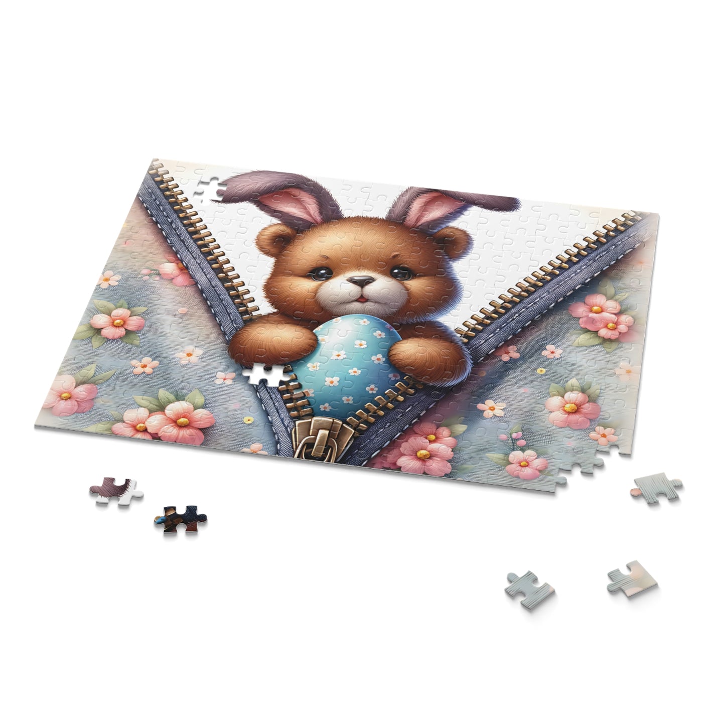 Personalised/Non-Personalised Puzzle, Easter, Bear with Bunny ears (120, 252, 500-Piece)