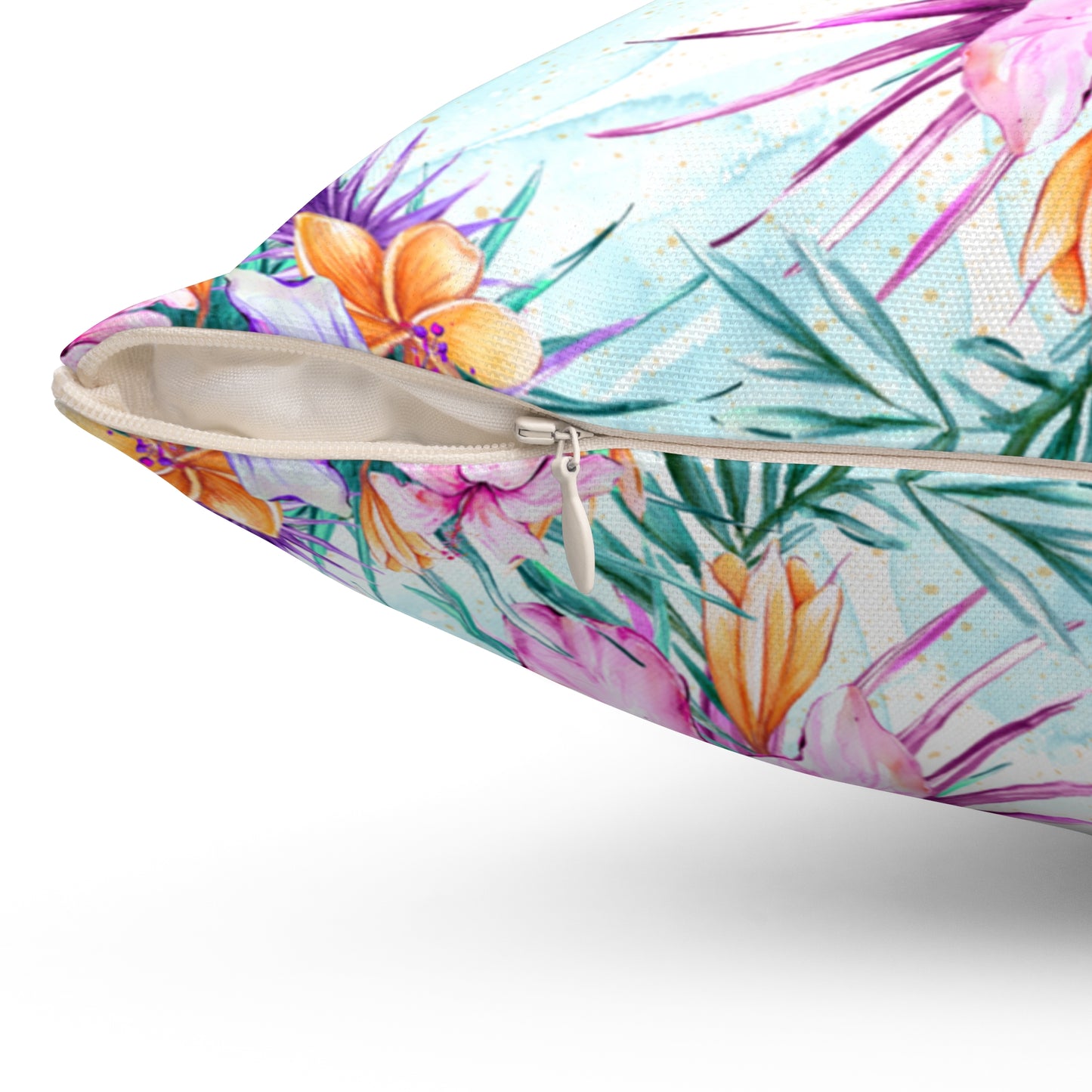 Spun Polyester Square Pillow, Summer Floral Cushion