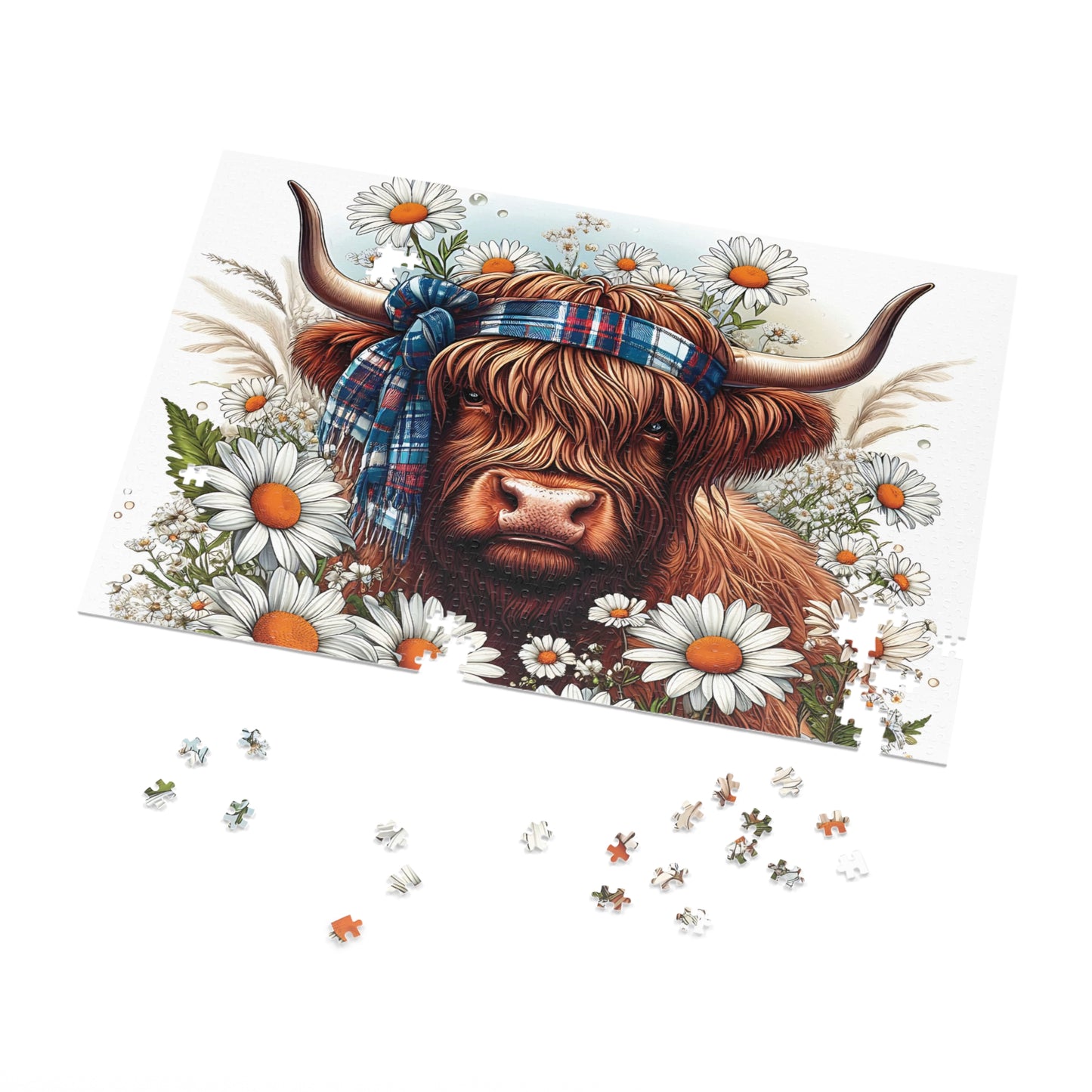 Jigsaw Puzzle, Highland Cow, Personalised/Non-Personalised (30, 110, 252, 500,1000-Piece)