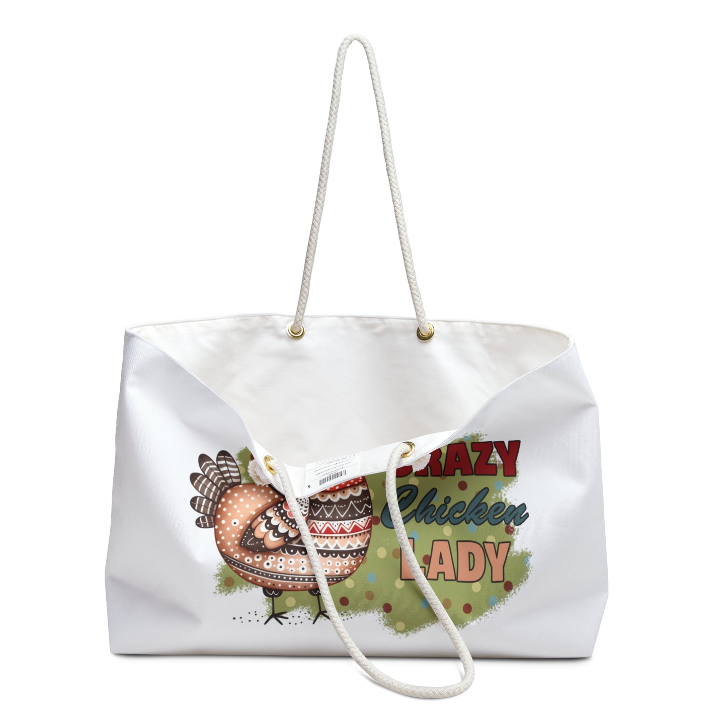 Personalised/Non-Personalised Weekender Bag, Chickens, Quote, Crazy Chicken Lady, Large Weekender Bag, Beach Bag, Book Bag