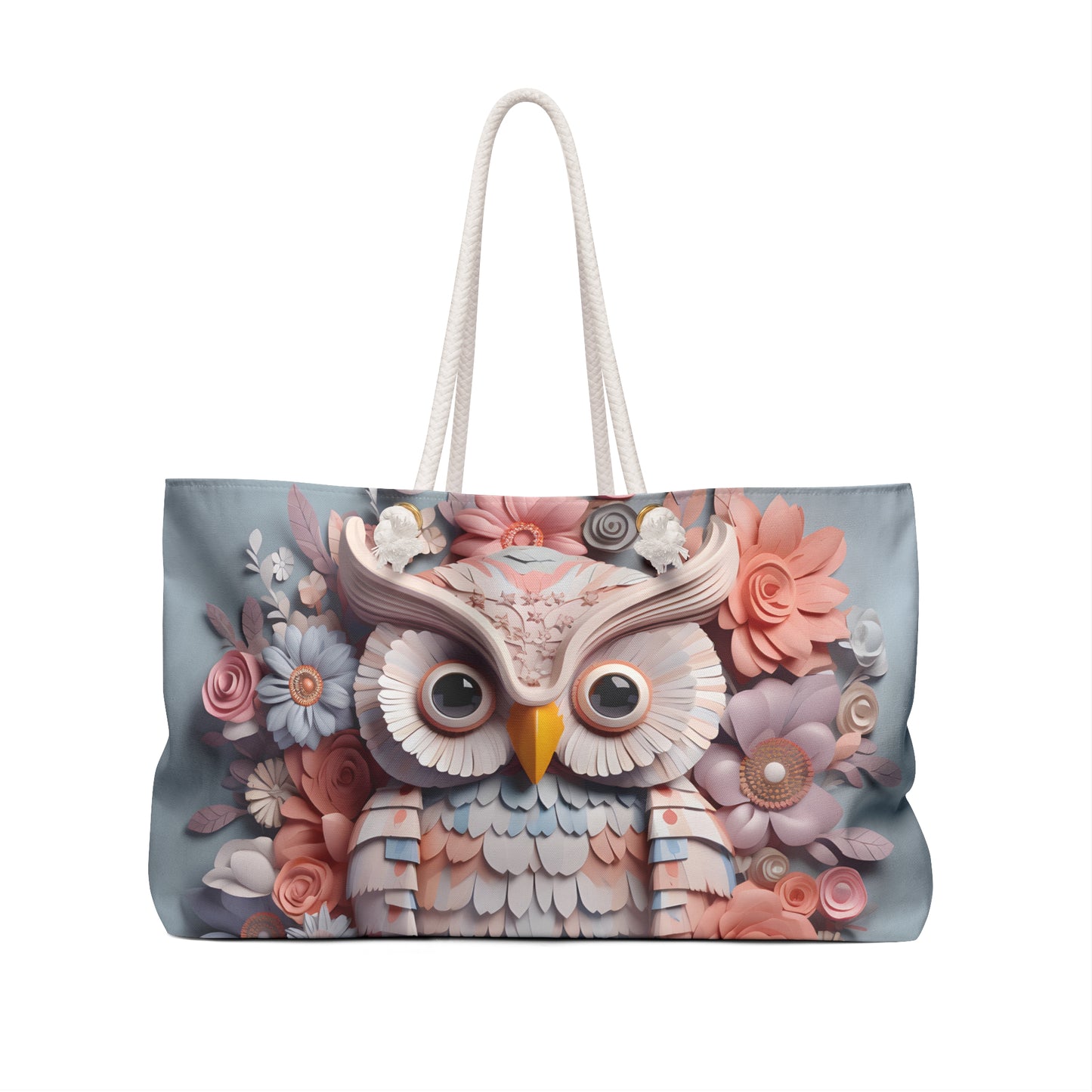 Personalised/Non-Personalised Weekender Bag, Owl, Large Weekender Bag, Beach Bag, Book Bag