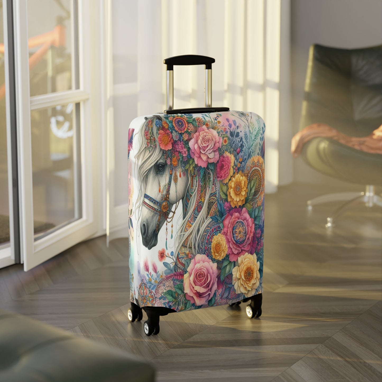 Luggage Cover, Country and Western, Boho Floral Horse, awd-1741