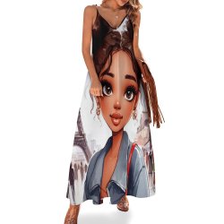 Just a Girl who Loves Travel Spaghetti Strap Ankle-Length Dress Long dress