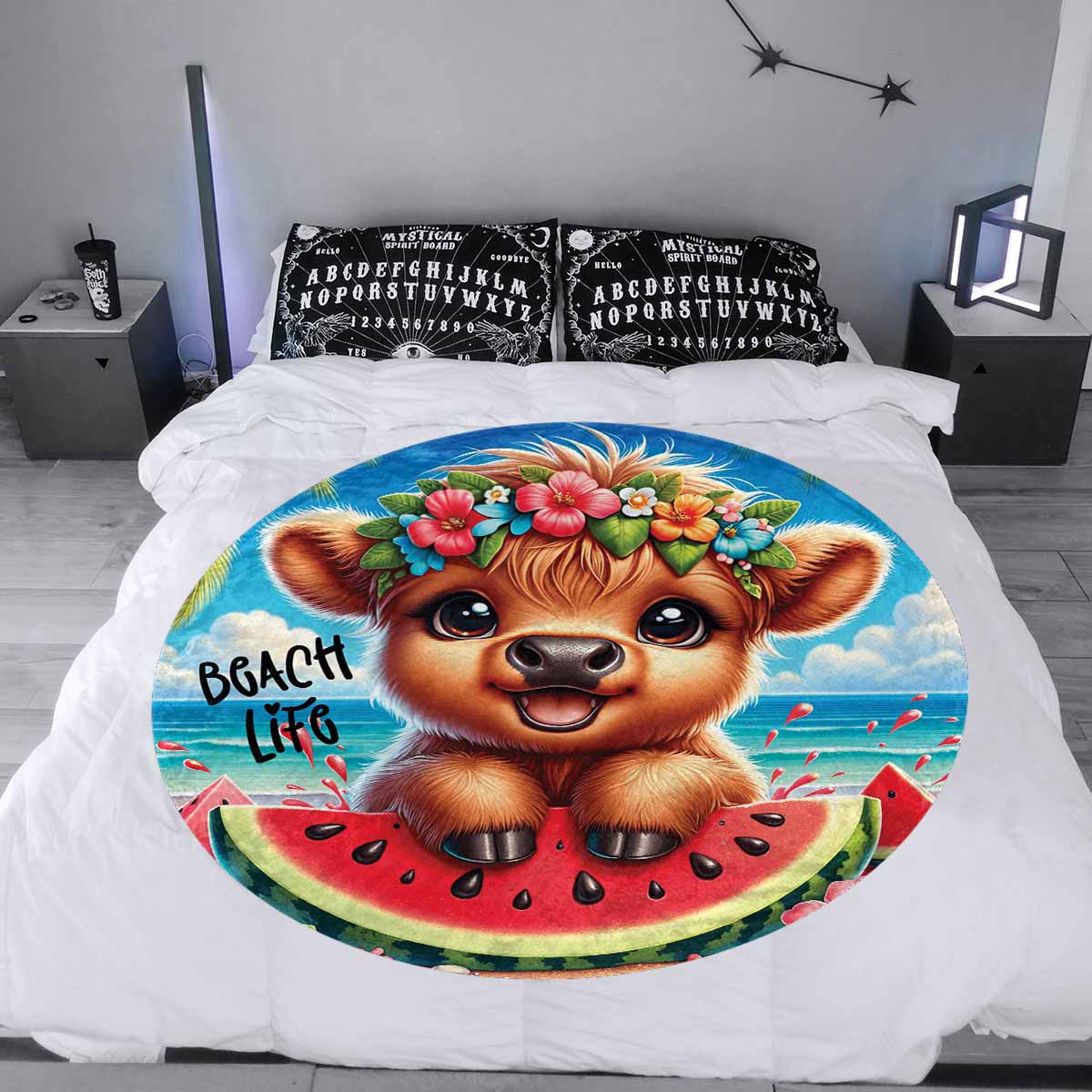 Highland Cow Awd35117  Circular Micro Fleece Blanket 60"