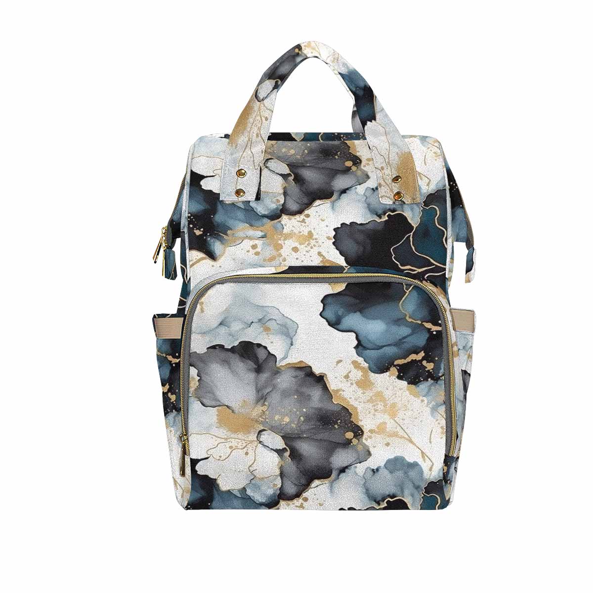 Black Ink Floral  Diaper Bag Backpack