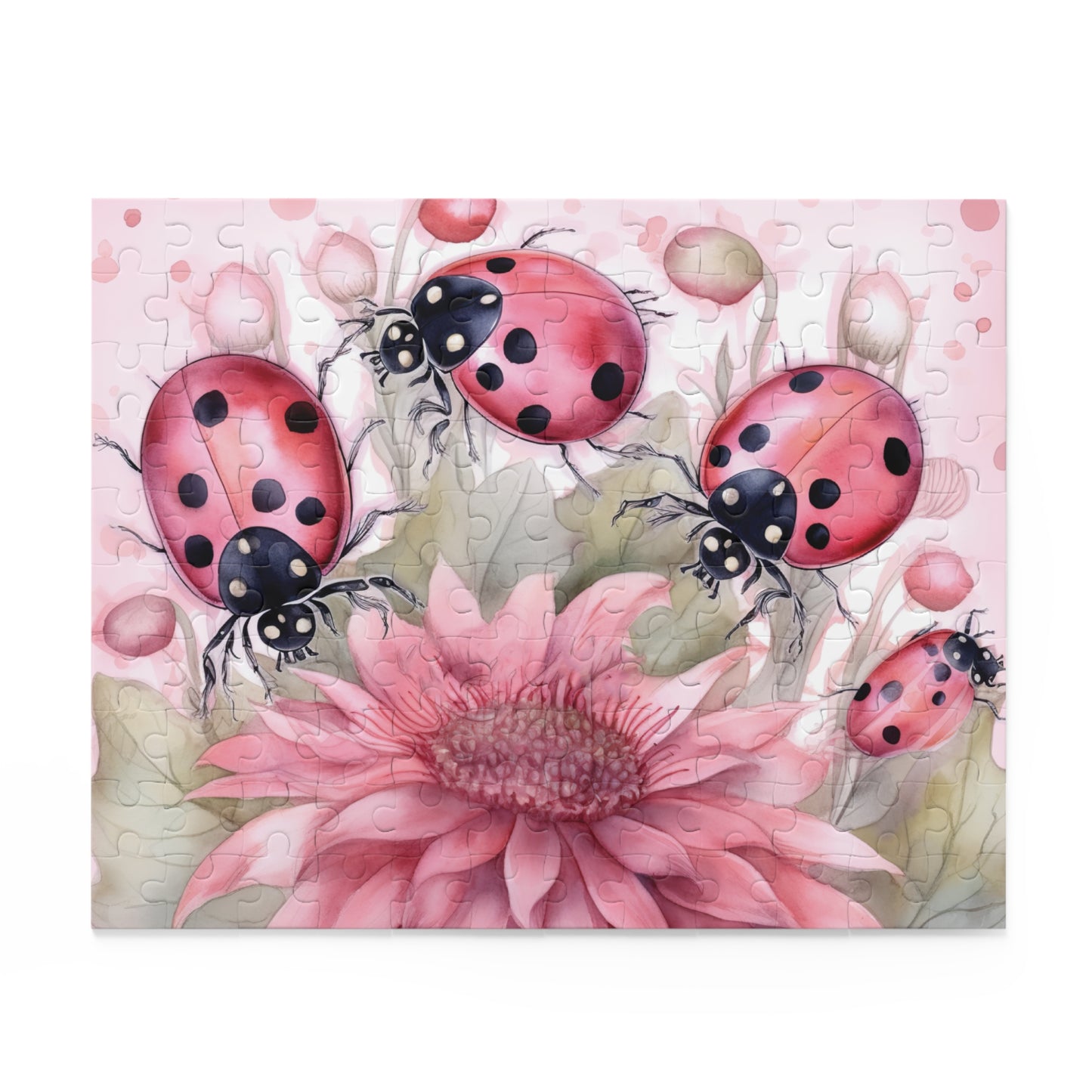 Personalised/Non-Personalised Puzzle, Floral Ladybirds (120, 252, 500-Piece)