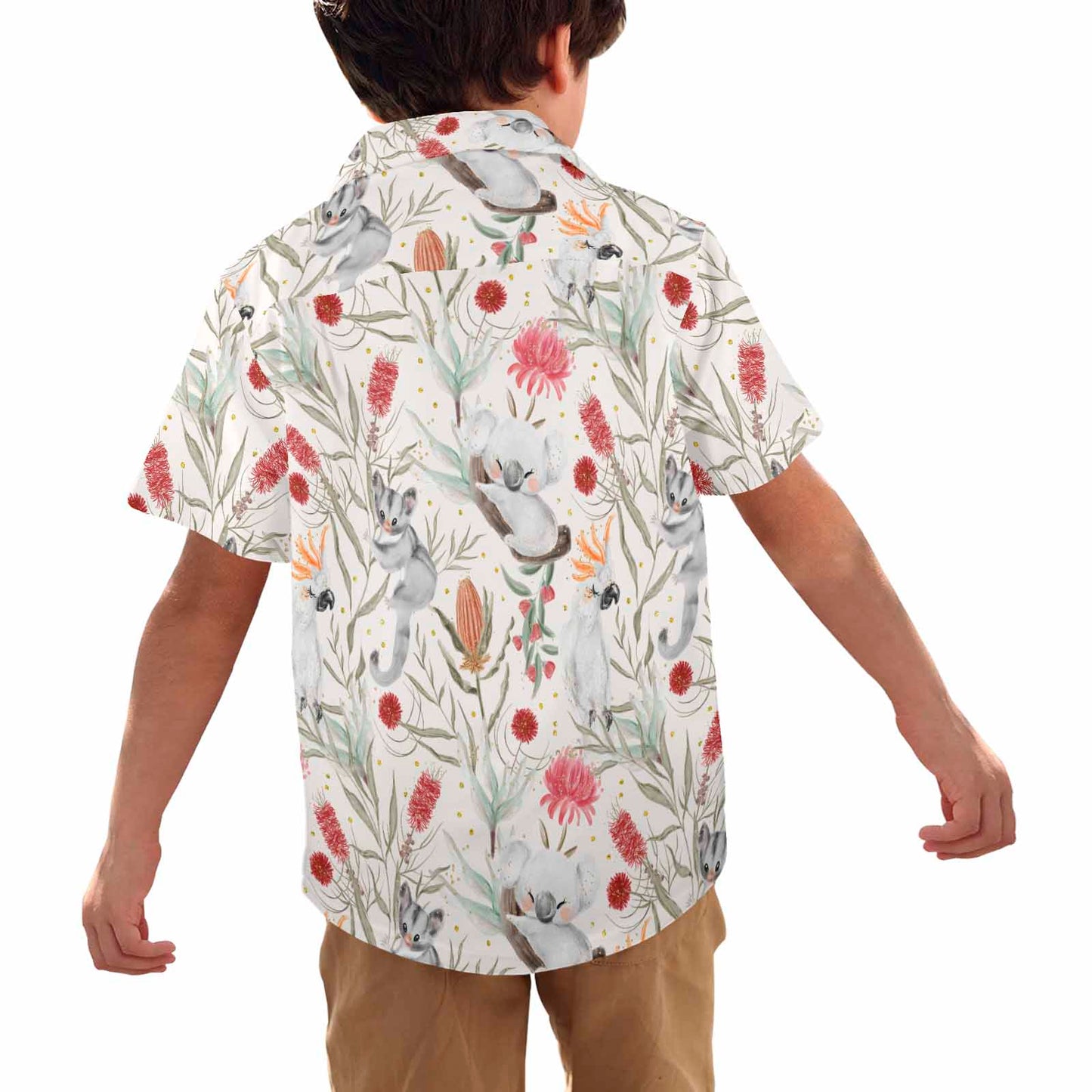 Australian Animals, Koala Cockatoo and Sugar Glider  Little Boys&#039; Hawaiian Shirt (Model T58)