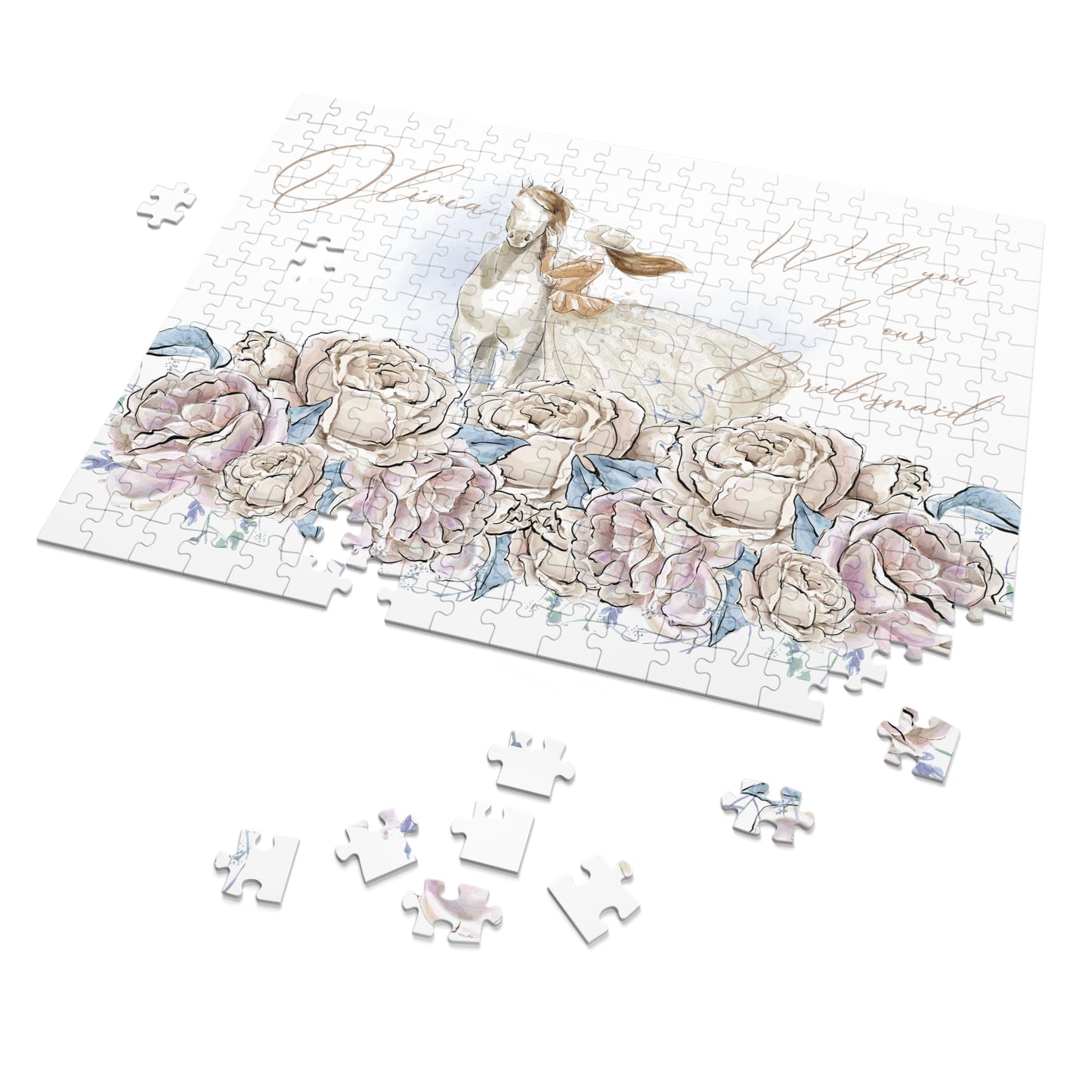 Jigsaw Puzzle, Western, Romance Floral, Bridal, Will you be our Bridesmaid, Personalised/Non-Personalised (30, 110, 252, 500,1000-Piece)