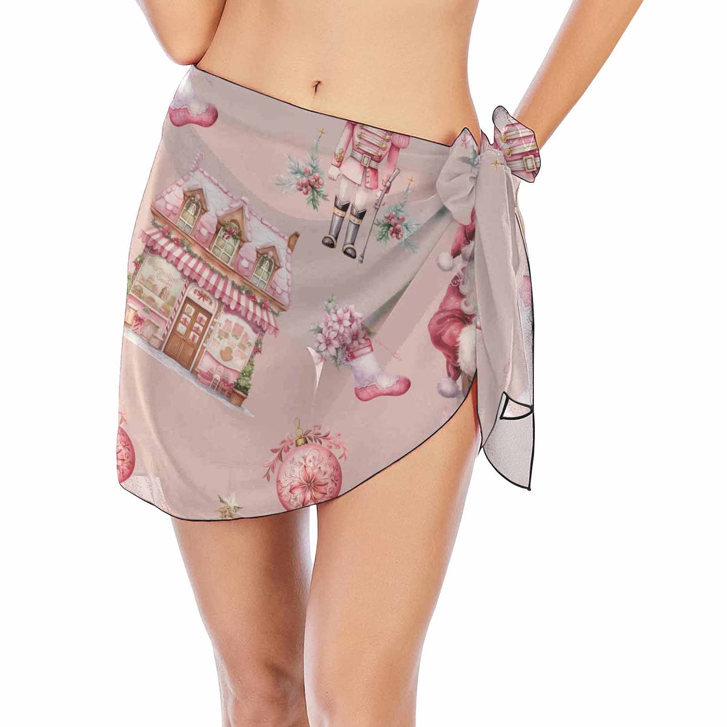 Pink Christmas 50  Women's Beach Sarong Wrap