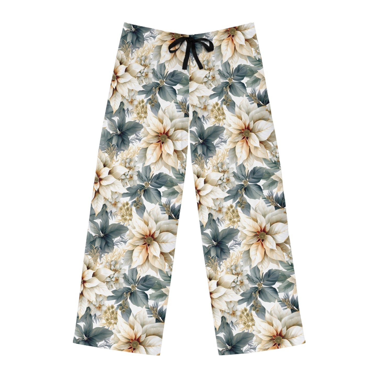 Men's Pajama Pants, cream poinsettia