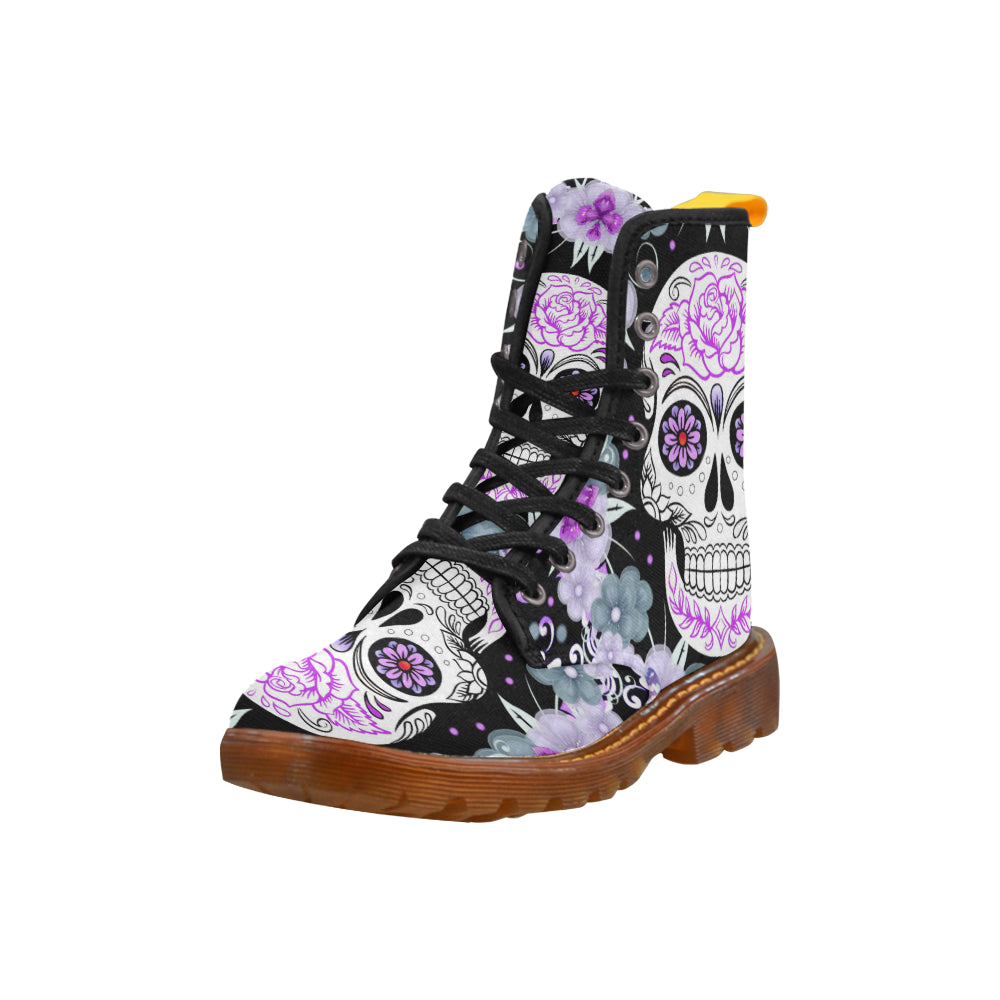 flower skull Martin Boots For Women Model 1203H