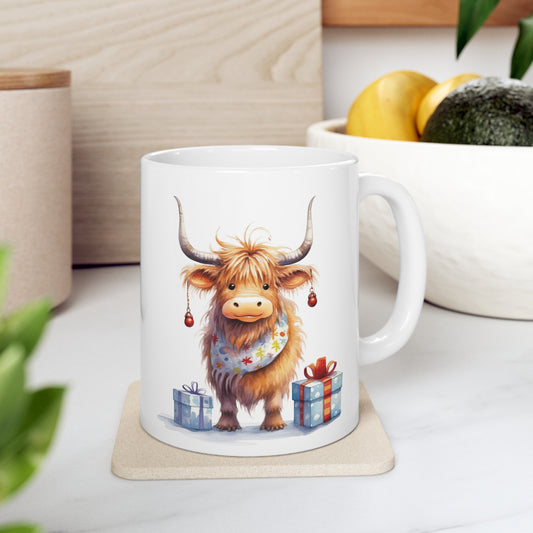 Personalised/Non Personalised Highland Cow, Ceramic Mug 11oz, Highland Cow Mug