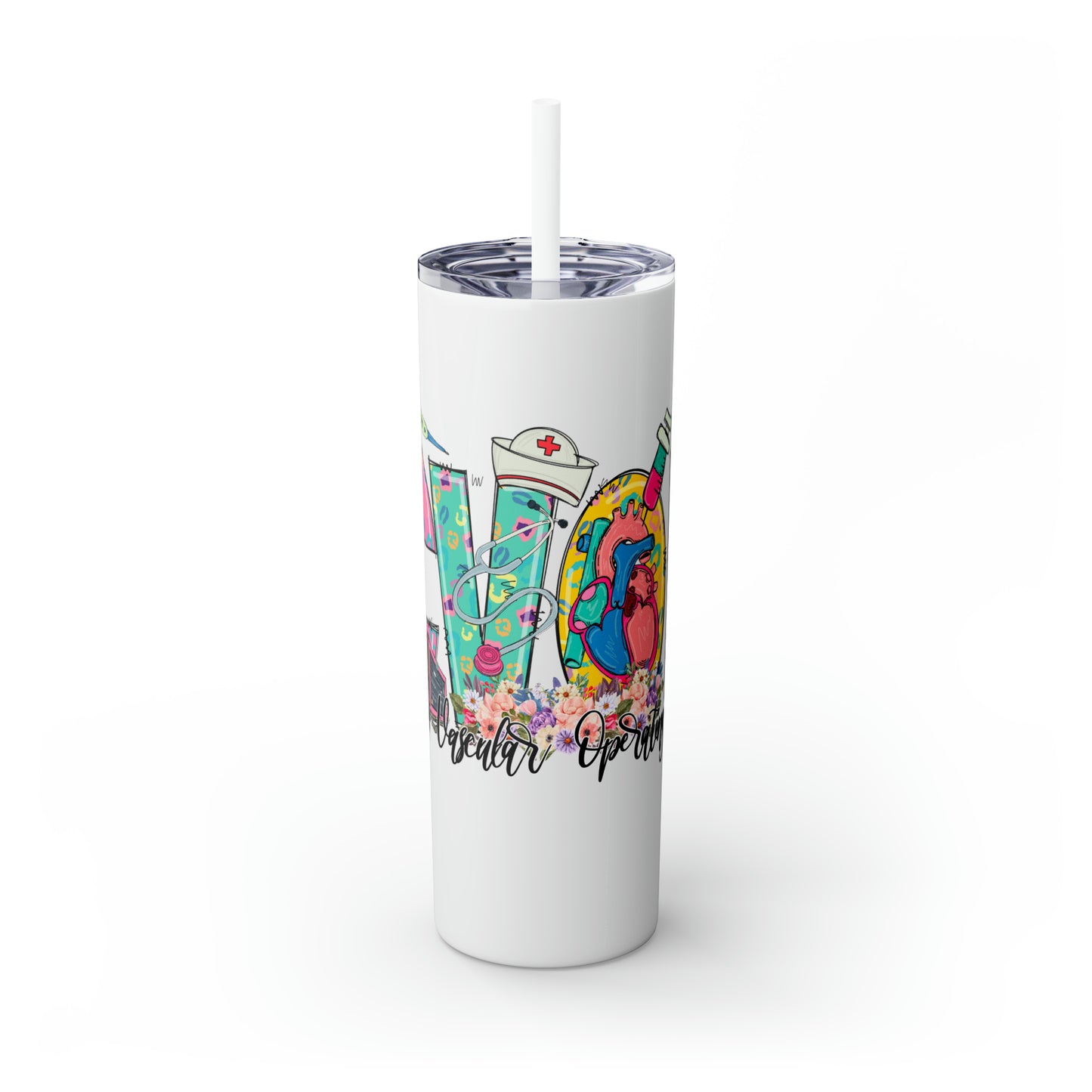 Skinny Tumbler with Straw, 20oz, Cardio Vascular