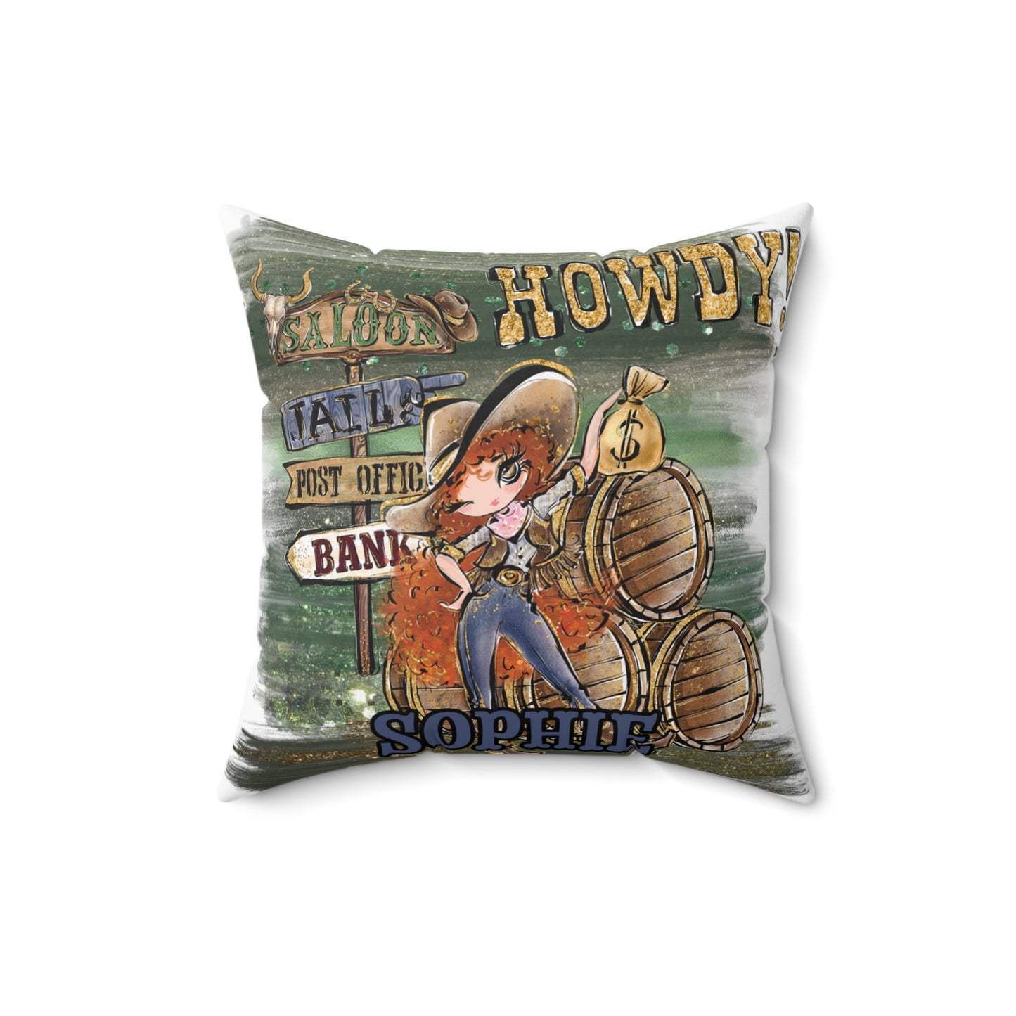 Personalised Howdy Cushion,  Red Curly Hair, Brown Eyes, Polyester Square Cushion, Christmas cushion