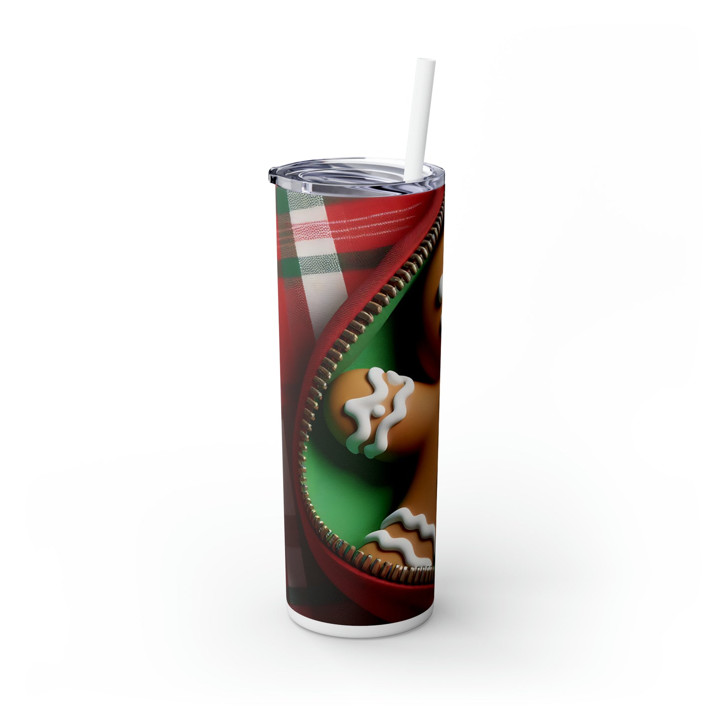 Skinny Tumbler with Straw, 20oz, Gingerbread Man, awd-853