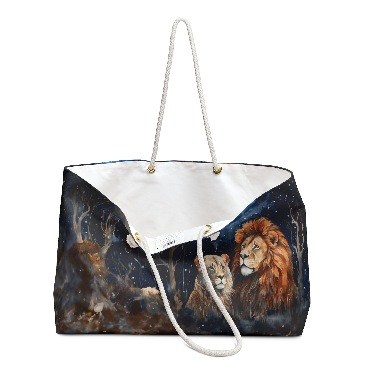 Personalised/Non-Personalised Weekender Bag, Lions, Large Weekender Bag, Beach Bag, Book Bag