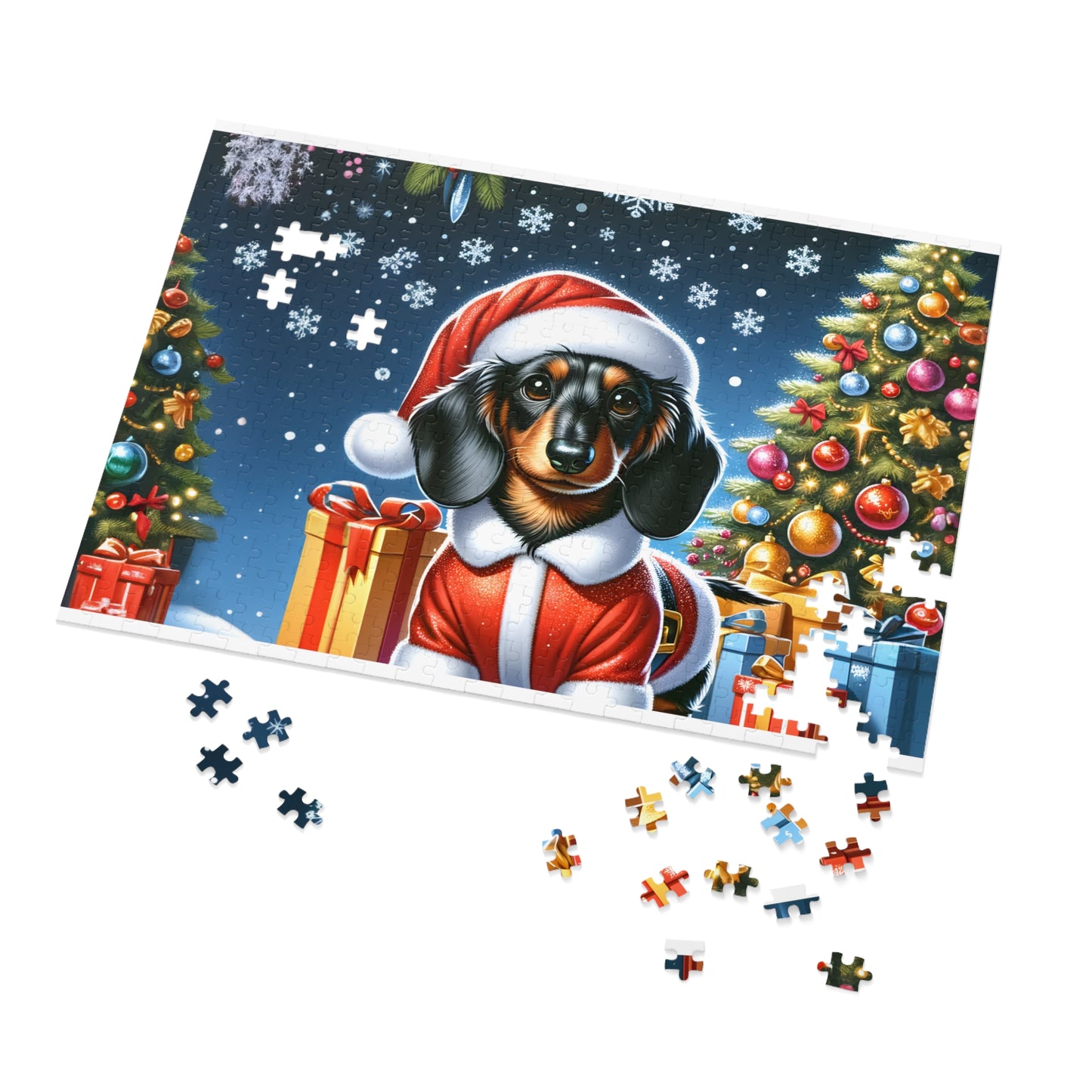 Jigsaw Puzzle, Christmas, Dashound, Personalised/Non-Personalised (30, 110, 252, 500,1000-Piece)