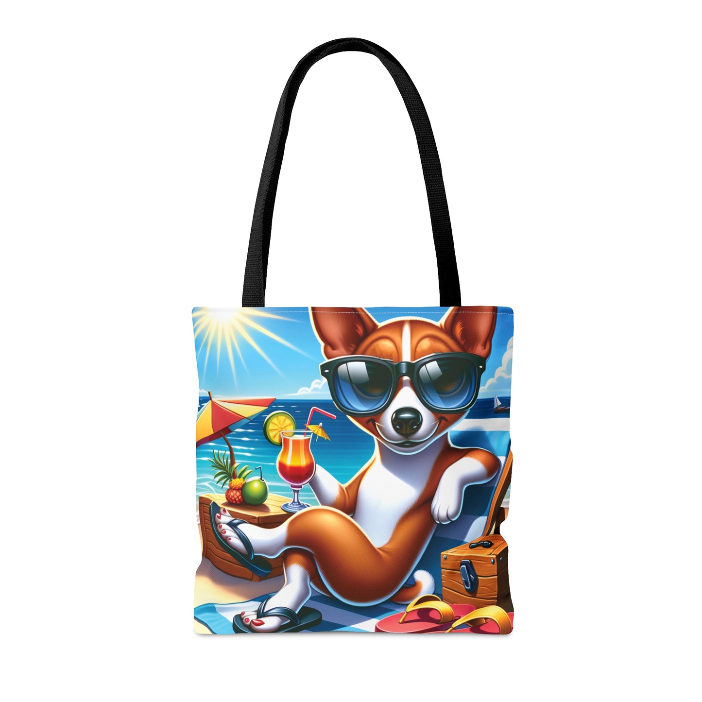 Tote Bag, Dog on Beach, Basenji, Tote bag, awd-1111