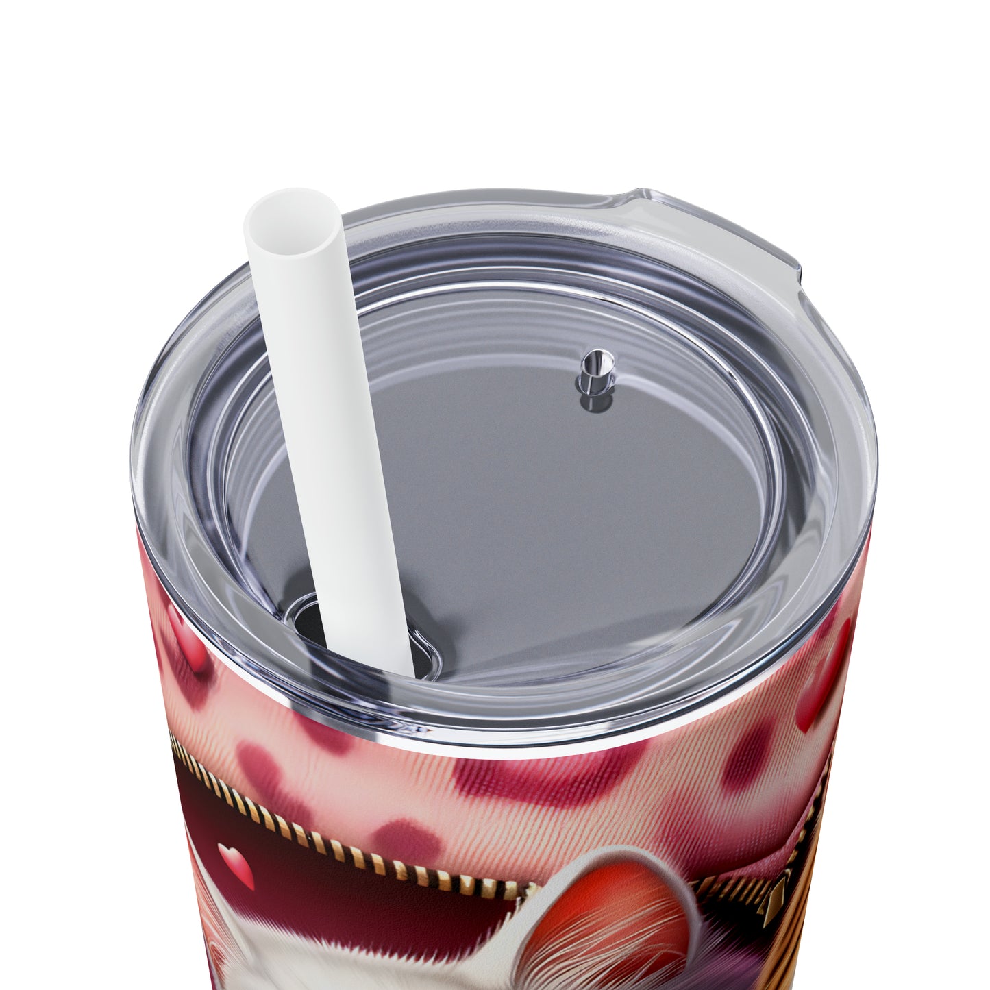 Skinny Tumbler with Straw, 20oz, Cat, Valentines Day, awd-759