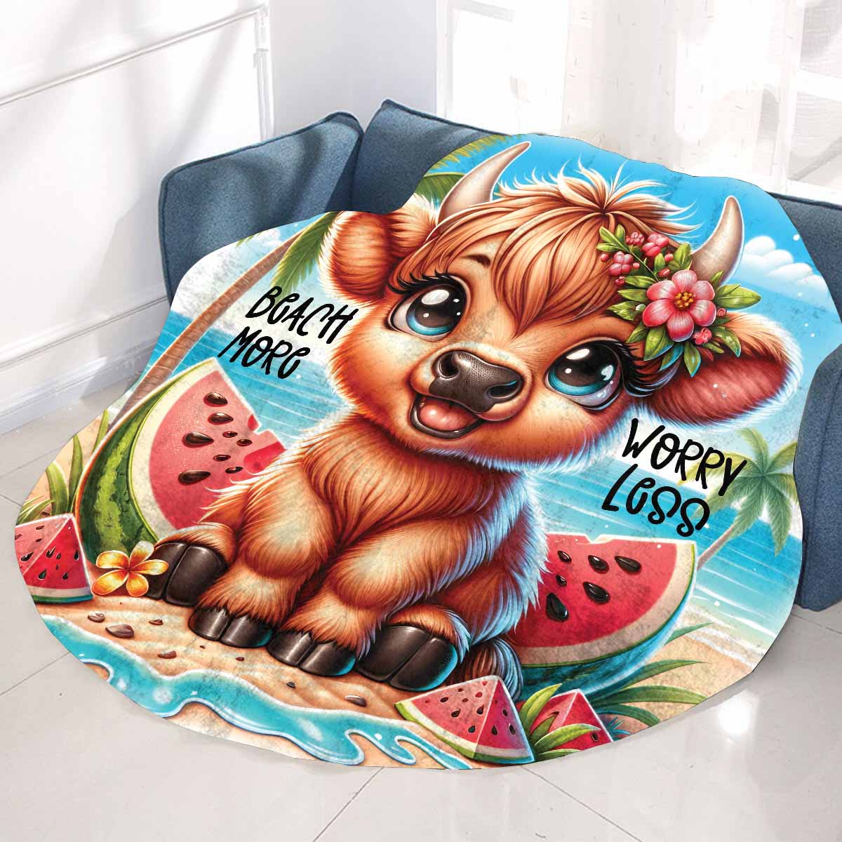 Highland Cow Awd35103  Circular Micro Fleece Blanket 60"