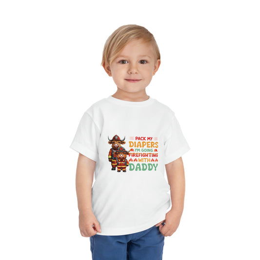 Highlander Firefighter Shirt, Pack my diapers, I am going firefighting with Daddy Shirt, Kids Shirt, Baby Shirt, Baby bodysuit