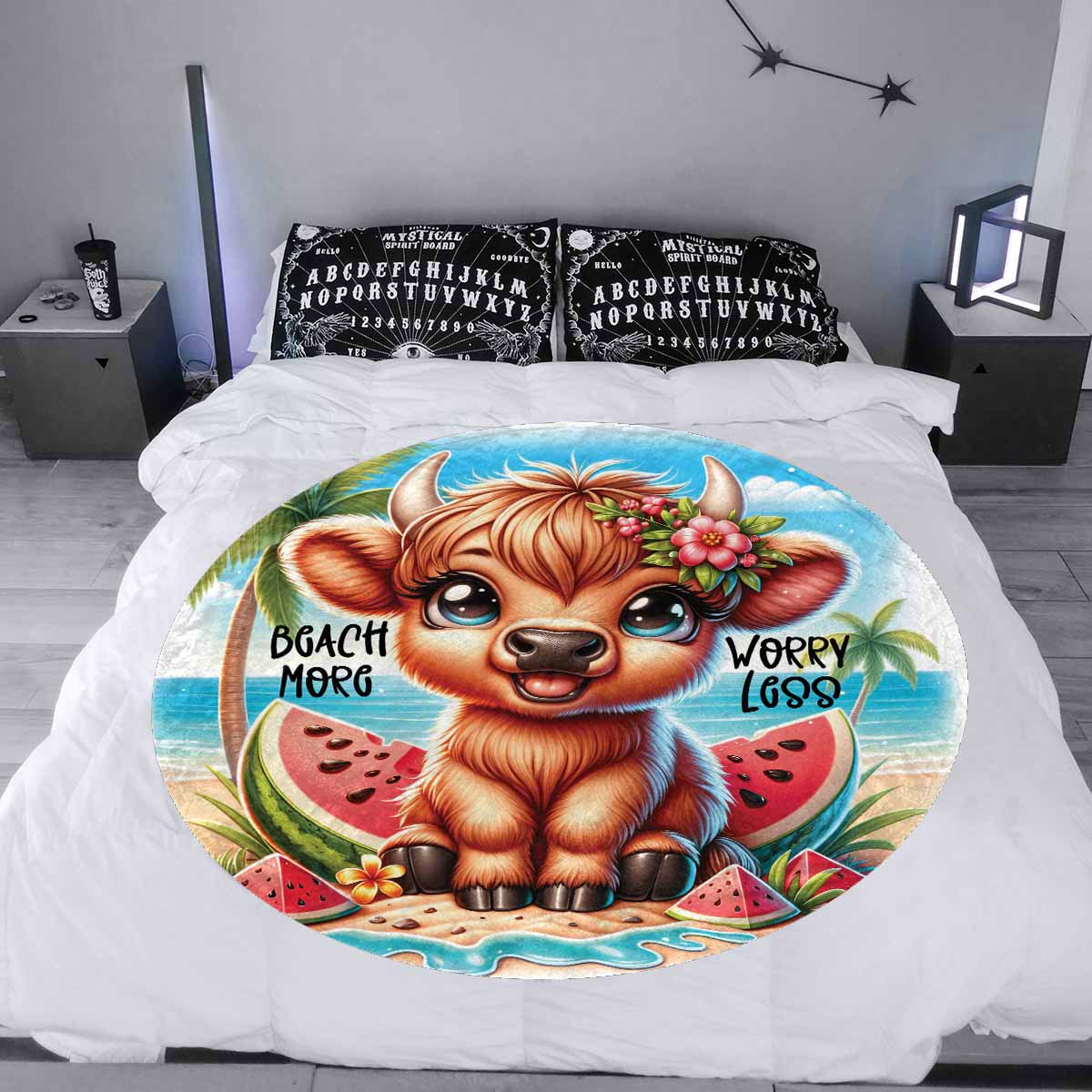 Highland Cow Awd35103  Circular Micro Fleece Blanket 47"