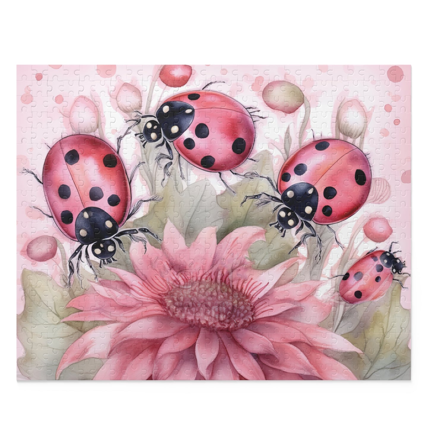 Personalised/Non-Personalised Puzzle, Floral Ladybirds (120, 252, 500-Piece)