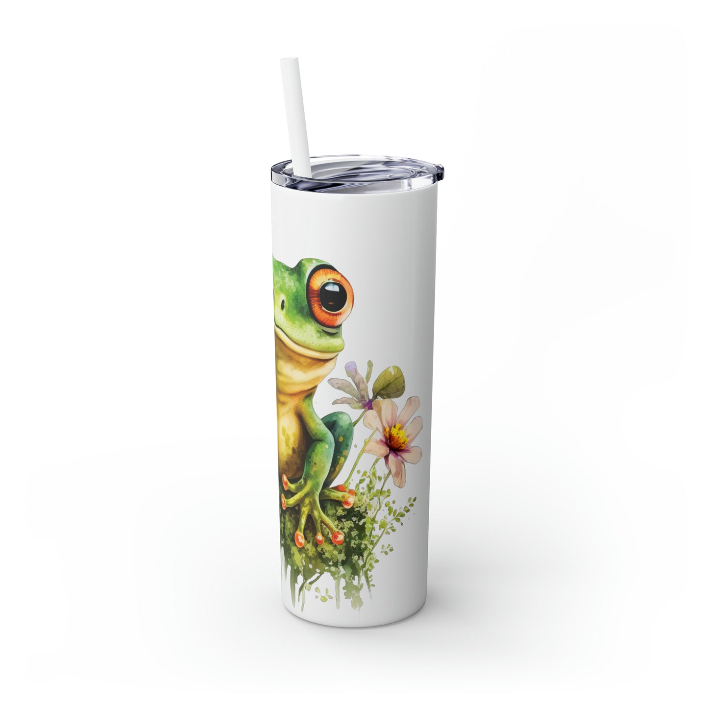 Skinny Tumbler with Straw, 20oz, Frog, awd-540