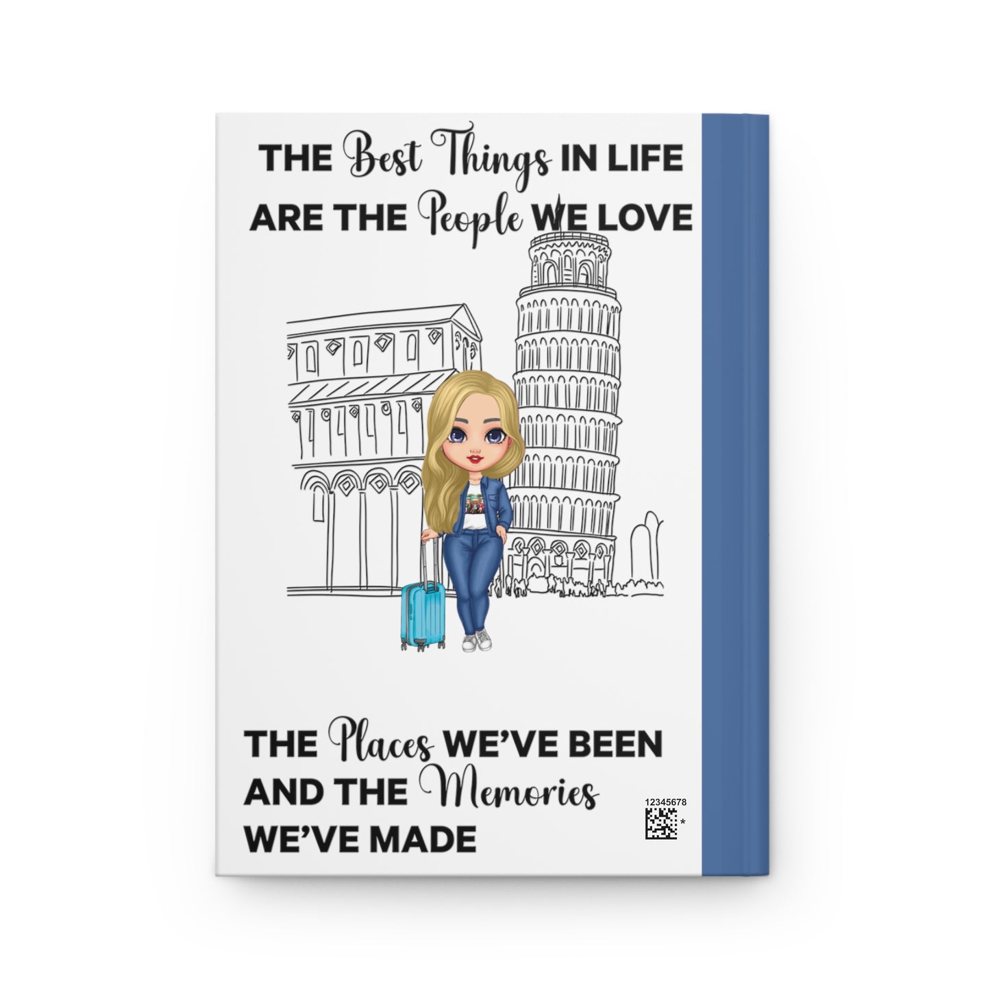 Personalised Hardcover Travel Journal Matte, Italy, The Best things in Life, Blonde Hair