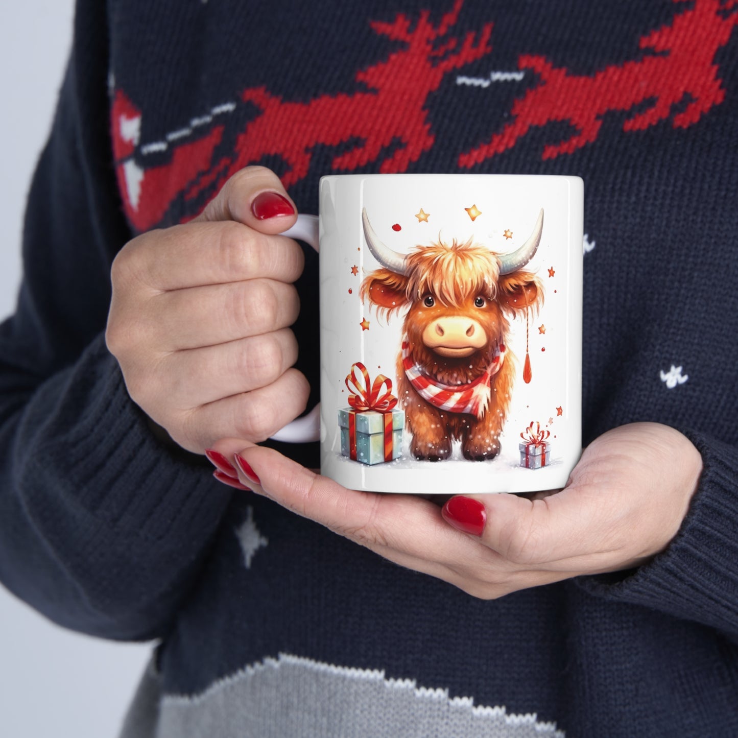 Personalised/Non Personalised Highland Cow, Ceramic Mug 11oz, Highland Cow Mug