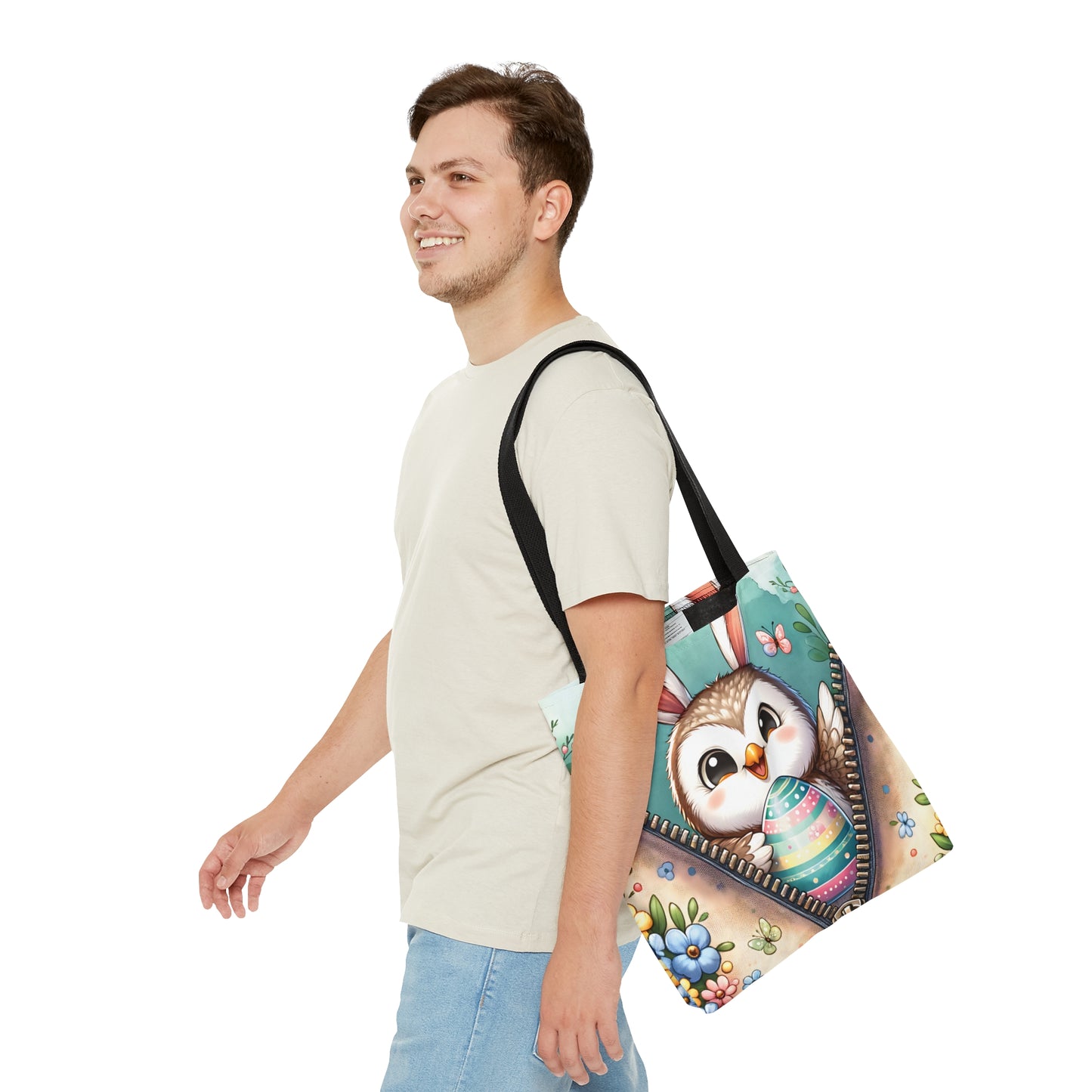 Tote Bag, Easter, Cute Owl with Bunny Ears, Personalised/Non-Personalised Tote bag