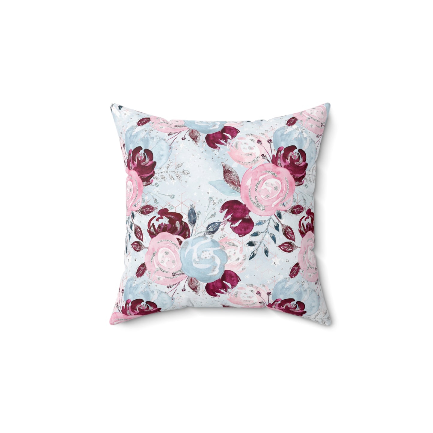 Spun Polyester Square Pillow, Floral Cushion