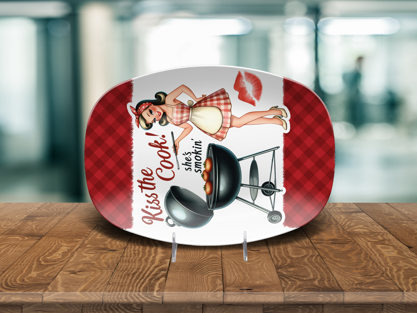 BBQ Platter Kiss the Cook, 10"x14" Platter