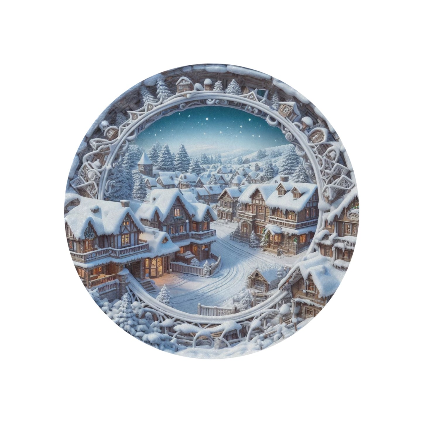 Christmas Scene Circular Micro Fleece Blanket