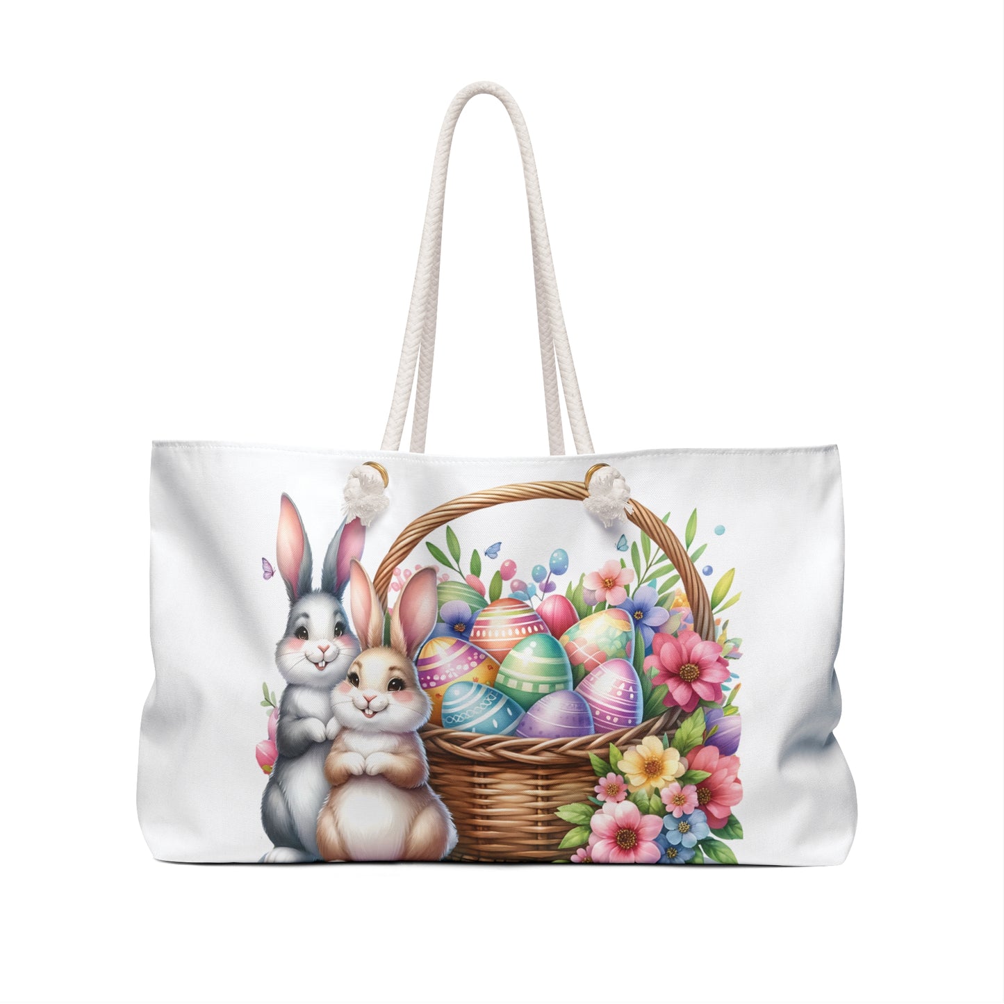 Personalised/Non-Personalised Weekender Bag, Easter Bunny's, Rabbits, Large Weekender Bag, Beach Bag, Book Bag