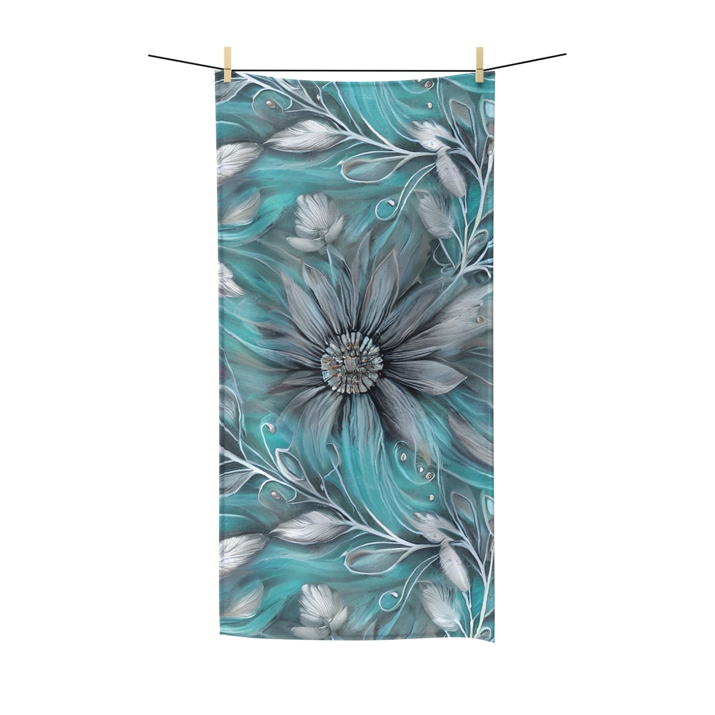 Beach Towel, Elegant floral and feather, Polycotton Towel