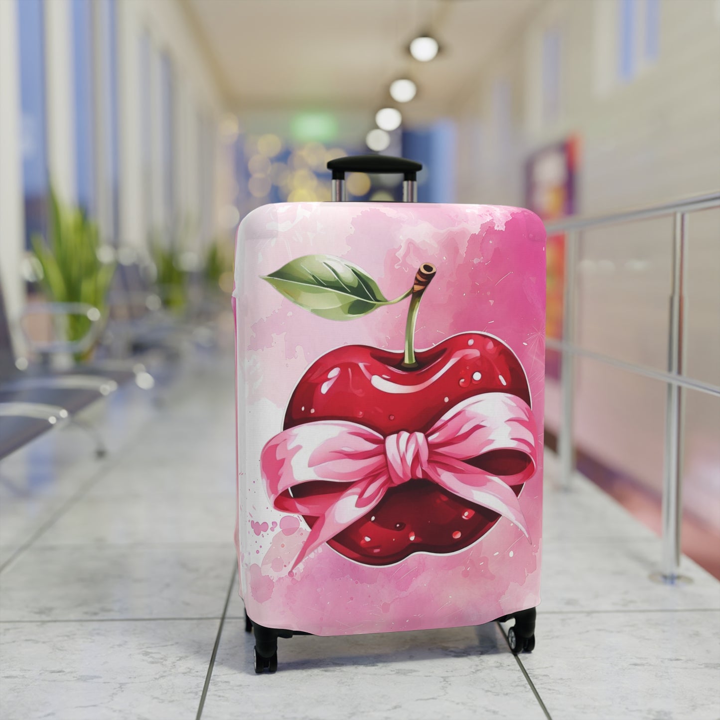 Luggage Cover, Rockabilly, Coquette, Pink Watercolour, Apple and Ribbon, awd-2527