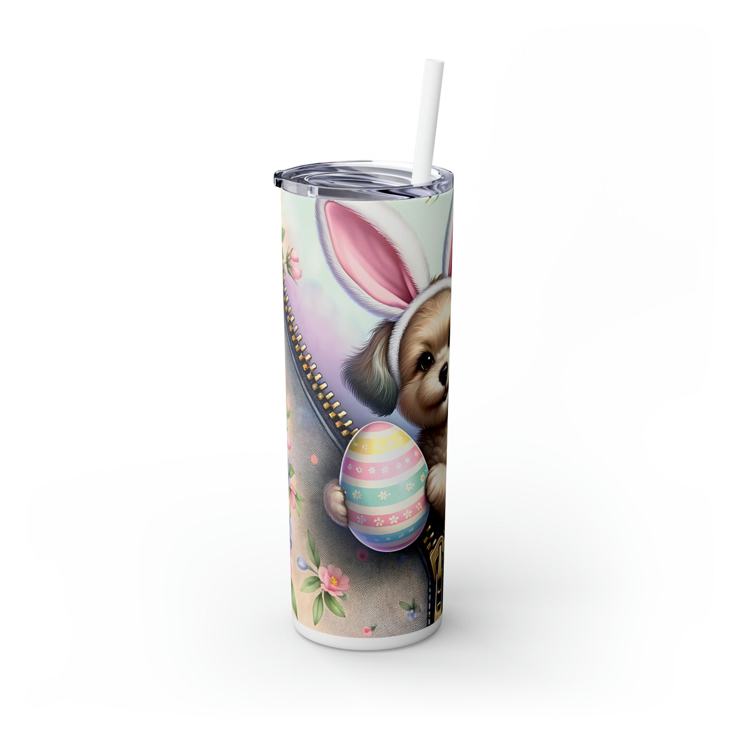 Skinny Tumbler with Straw, 20oz, Easter, Dog, awd-1311