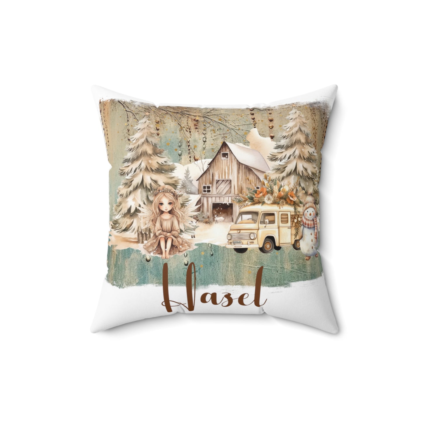 Personalised Boho Country Christmas Cushion, Polyester Square Cushion, Christmas cushion