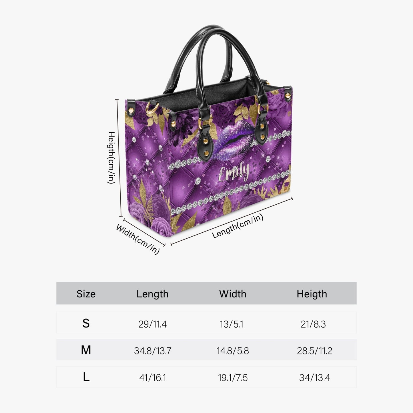 Women's Tote Bag - Purple Floral, Lips, Personalised