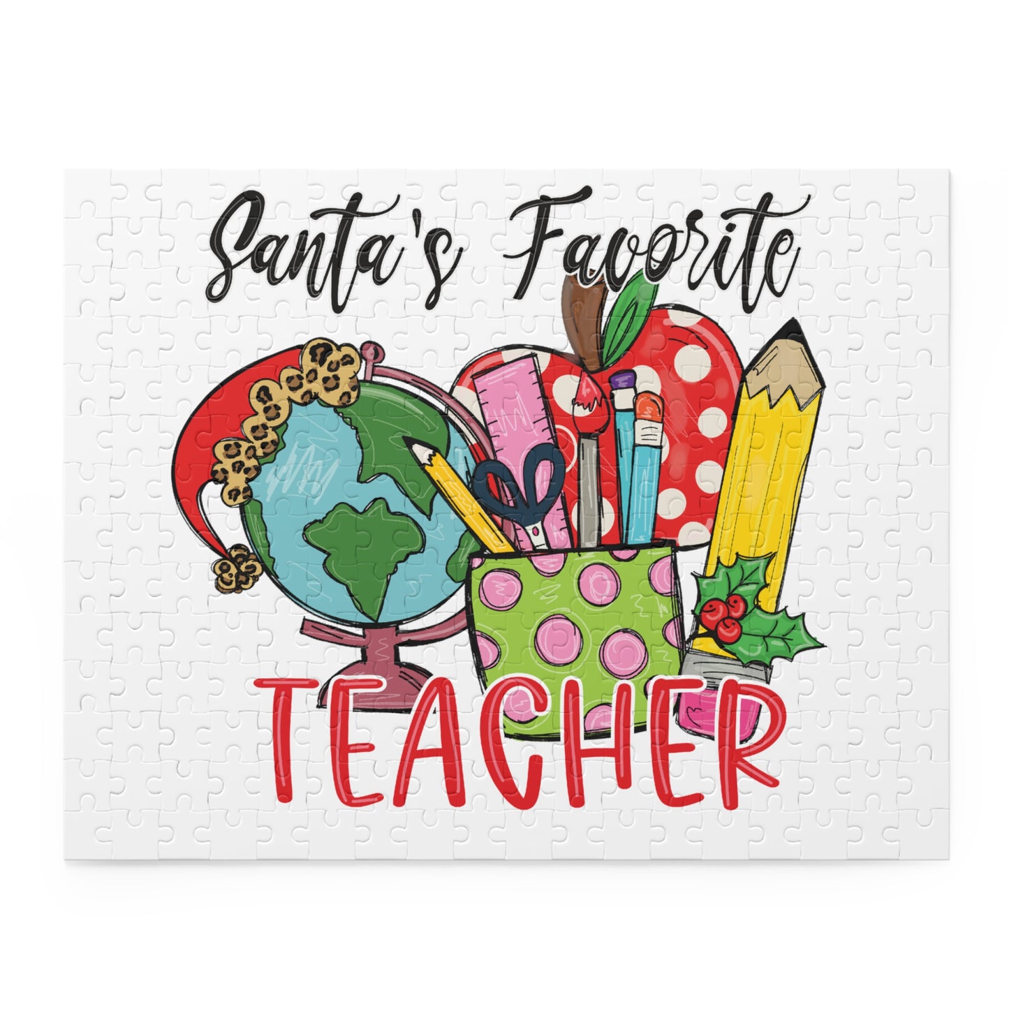 Personalised/Non-Personalised Puzzle, Santa's Favorite Teacher (120, 252, 500-Piece)