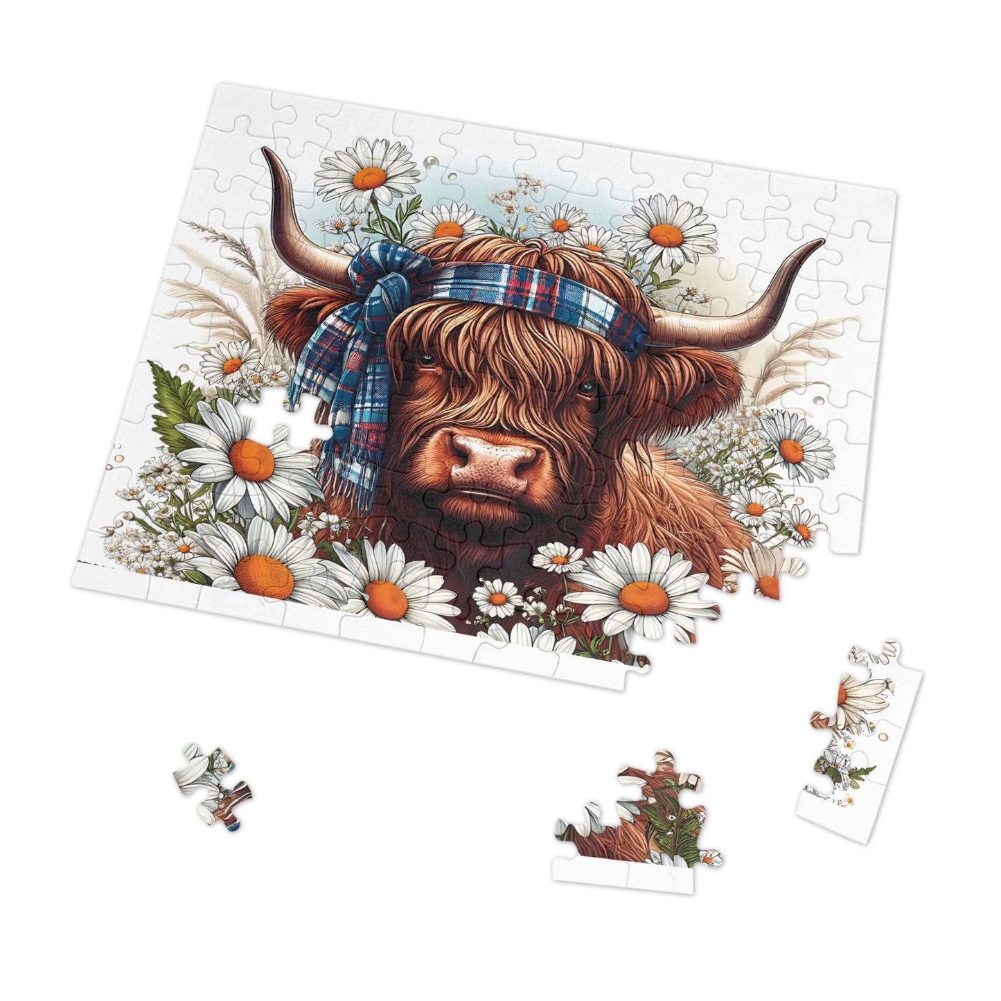 Jigsaw Puzzle, Highland Cow, Personalised/Non-Personalised (30, 110, 252, 500,1000-Piece)